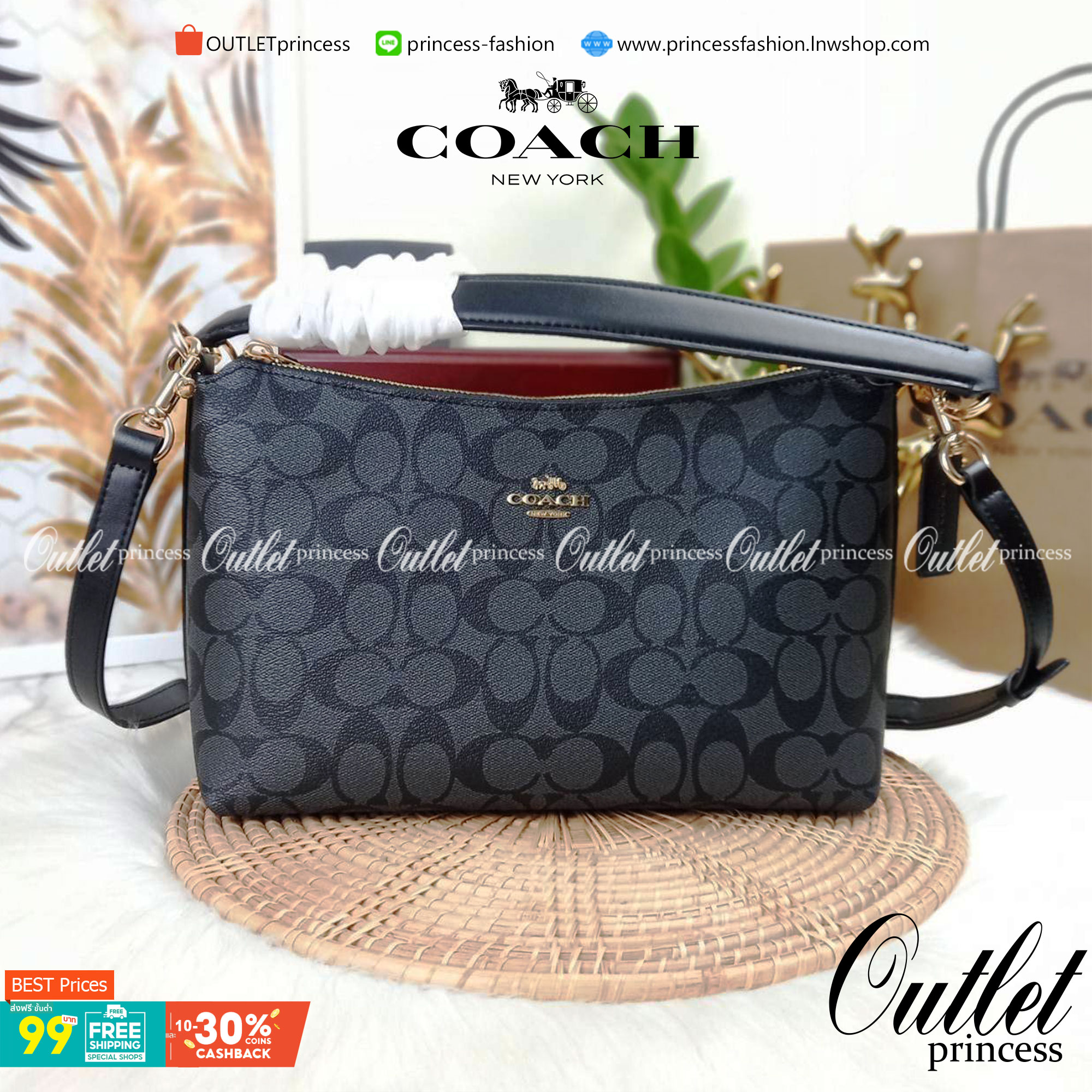 COACH LEWIS SHOULDER BAG IN SIGNATURE CANVAS (COACH F85696)🌺พอชใบใหญ่ ใส่ของได้จุใจ มีสายให้ 2 สาย อะไหล่สีทอง หรูหรา คลาสสิค สายยาวถอดได้ ปรับได้ ช่องด้านใน กว้างมากๆ ใช้ได้ทุกโอกาสจริงๆ แนะนำ ไม่ควรพลาดจ้า