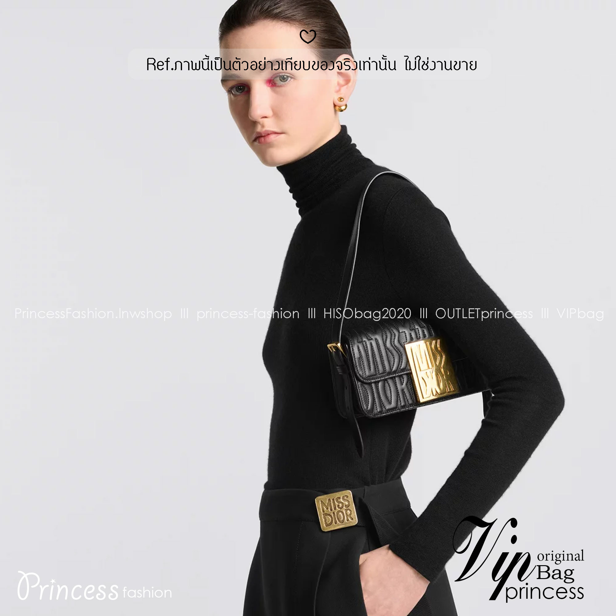 8.5" DIOR Miss Dior Flap Bag / Dior Clutch Bag / Pale Quilted Miss Dior Allover Leather กระเป๋าสะพายไหล่รุ่นใหม่ล่าสุด สง่างามทันสมัย เกรดออริ 1:1