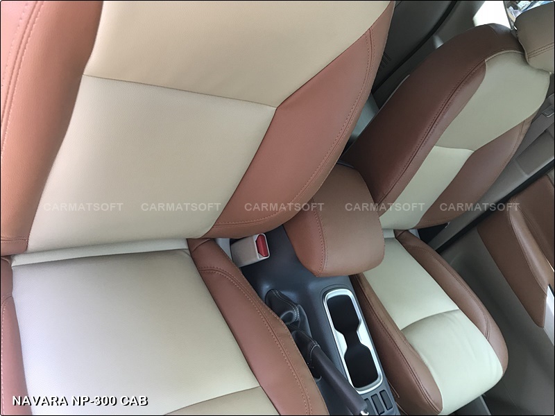 ชุดหุ้มเบาะรถยนต์ NAVARA NP-300 CAB หนังPVC เกรดA หนา1มิล สีน้ำตาลครีม
