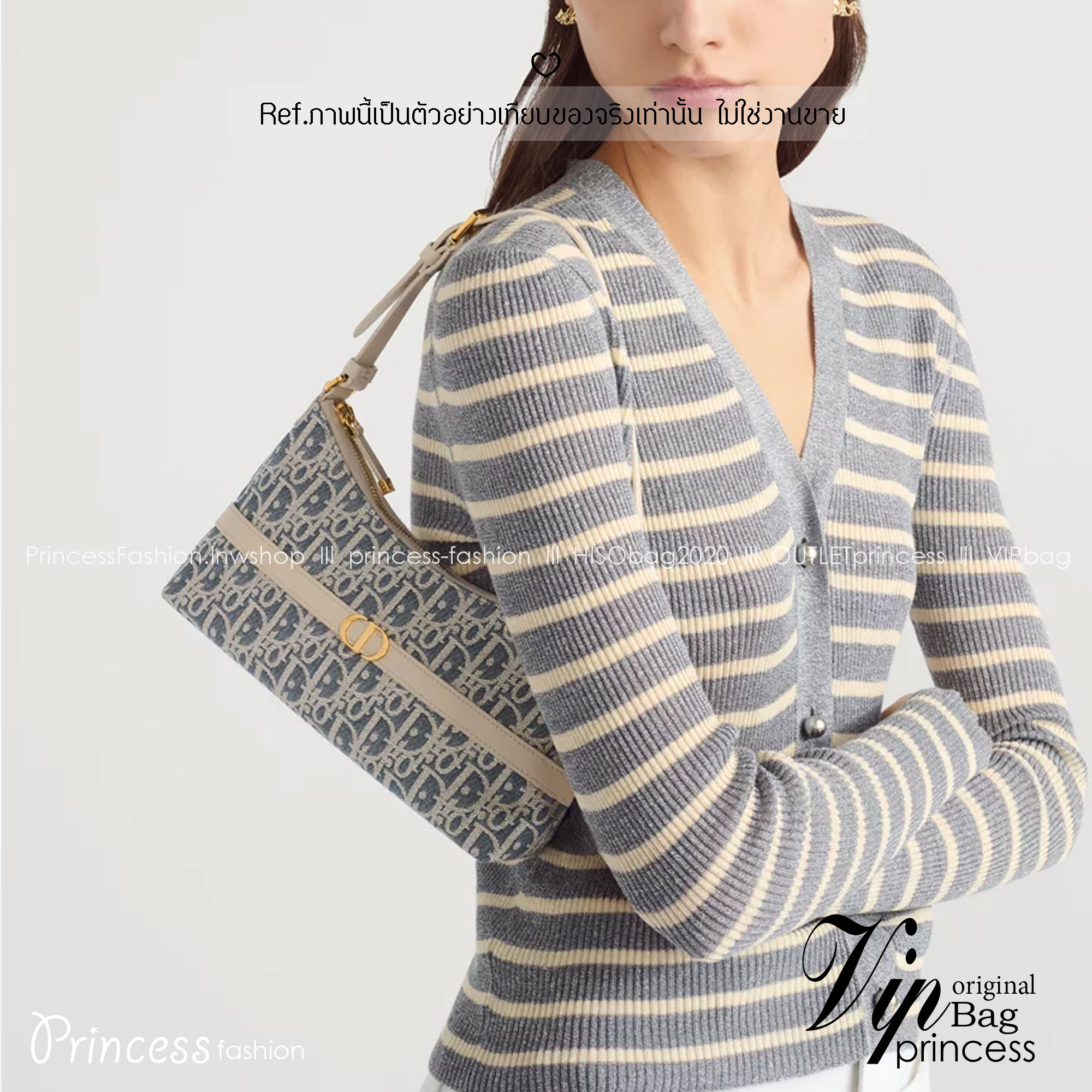 ORI หนังแท้ | DIOR Mini 30 Montaigne Cigale bag / DIOR Mini Miss Caro Cigale bag กระเป๋าสะพายไหล่ทรงโฮโบ ขนาดมินิเสริมไลน์ 30 Montaigne ด้วยรูปทรงทันสมัยและประณีตบรรจง