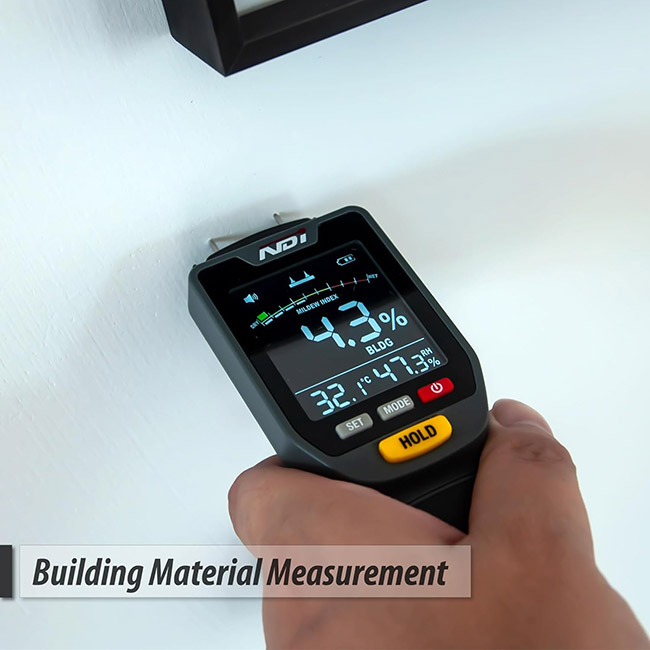 เครื่องวัดความชื้นพื้นคอนกรีต ผนังบ้าน / ไม้ / ดัชนีเชื้อรา / อุณหภูมิ ความชื้นแวดล้อม แบบ 4in1 ยี่ห้อ NDI รุ่น 315A