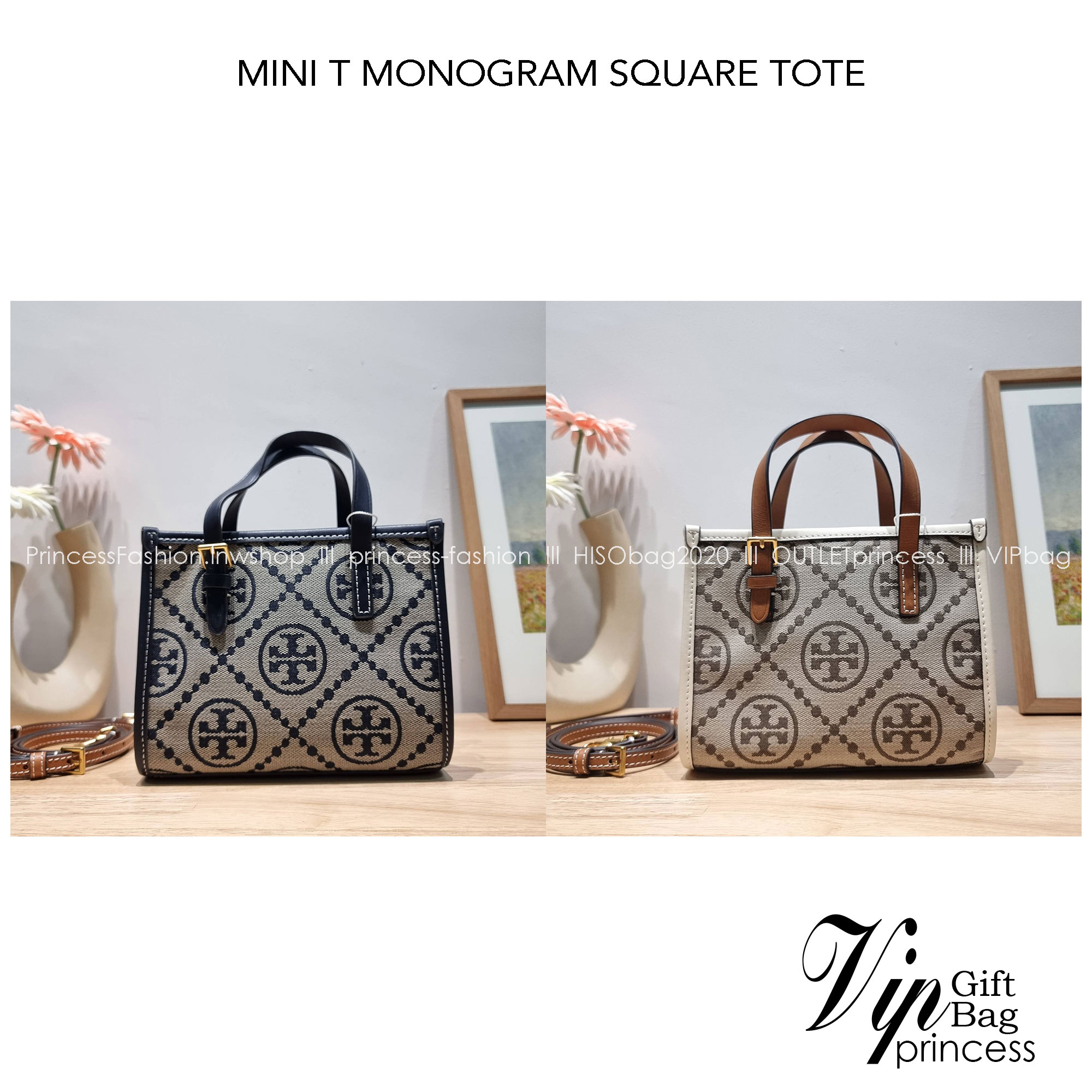 TORY BURCH MINI T MONOGRAM SQUARE TOTE รุ่นใหม่ล่าสุด คิ้วท์กว่าใคร! กับไอเท็มโมโนแกรมสุดฮิต กระเป๋าทรงโท้ทไซส์มินิ น่ารักน่าใช้มากๆ ให้คุณได้เพลิดเพลิน และคล่องตัวมากๆ