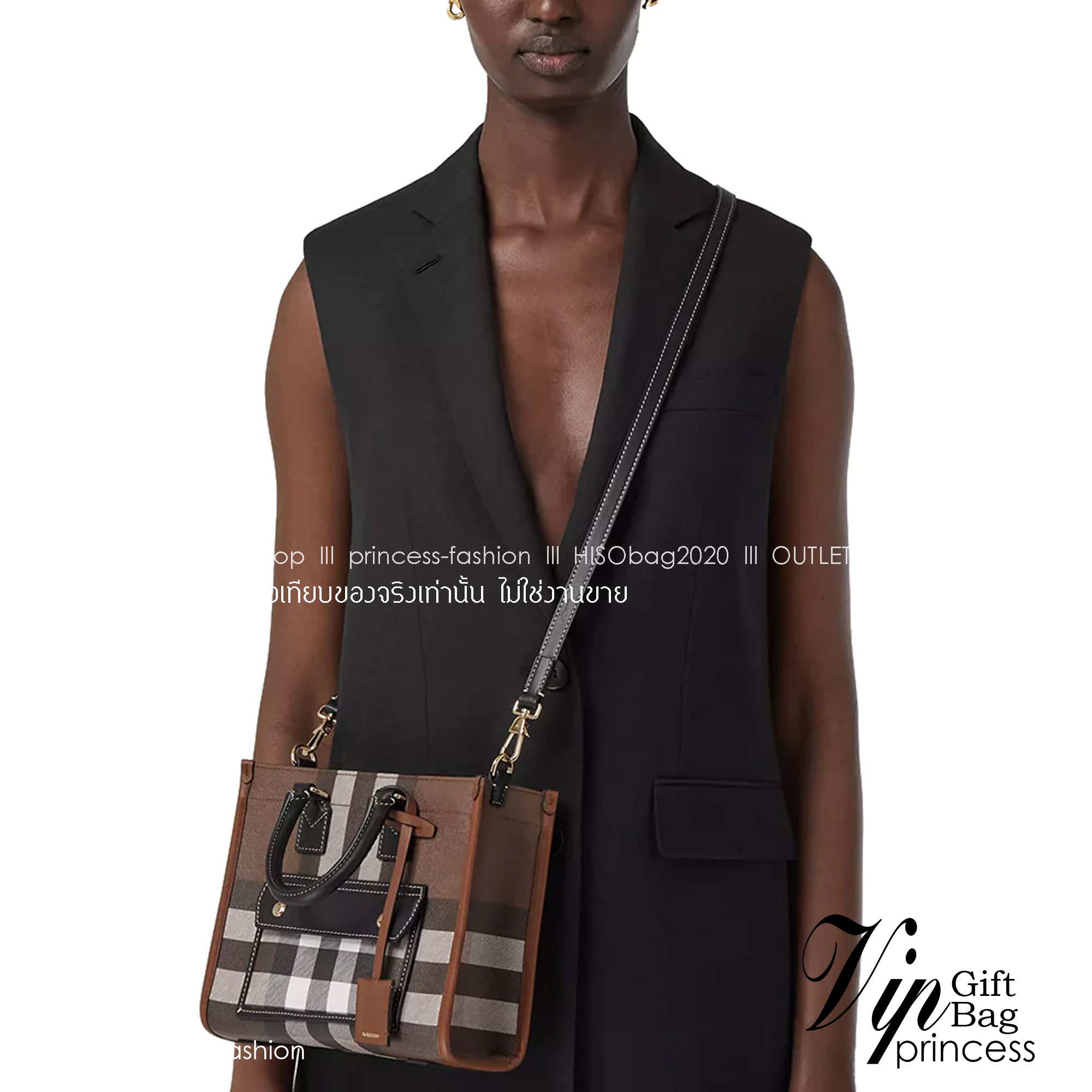 Burberry Mini Freya Tote in Dark Birch Brown / BURBERRY MINI FREYA TOTE BAG กระเป๋าถือ กระเป๋าสะพายครอสบอดี้ วัสดุหนังพิมลาย MONOGRAM โทนเข้ม