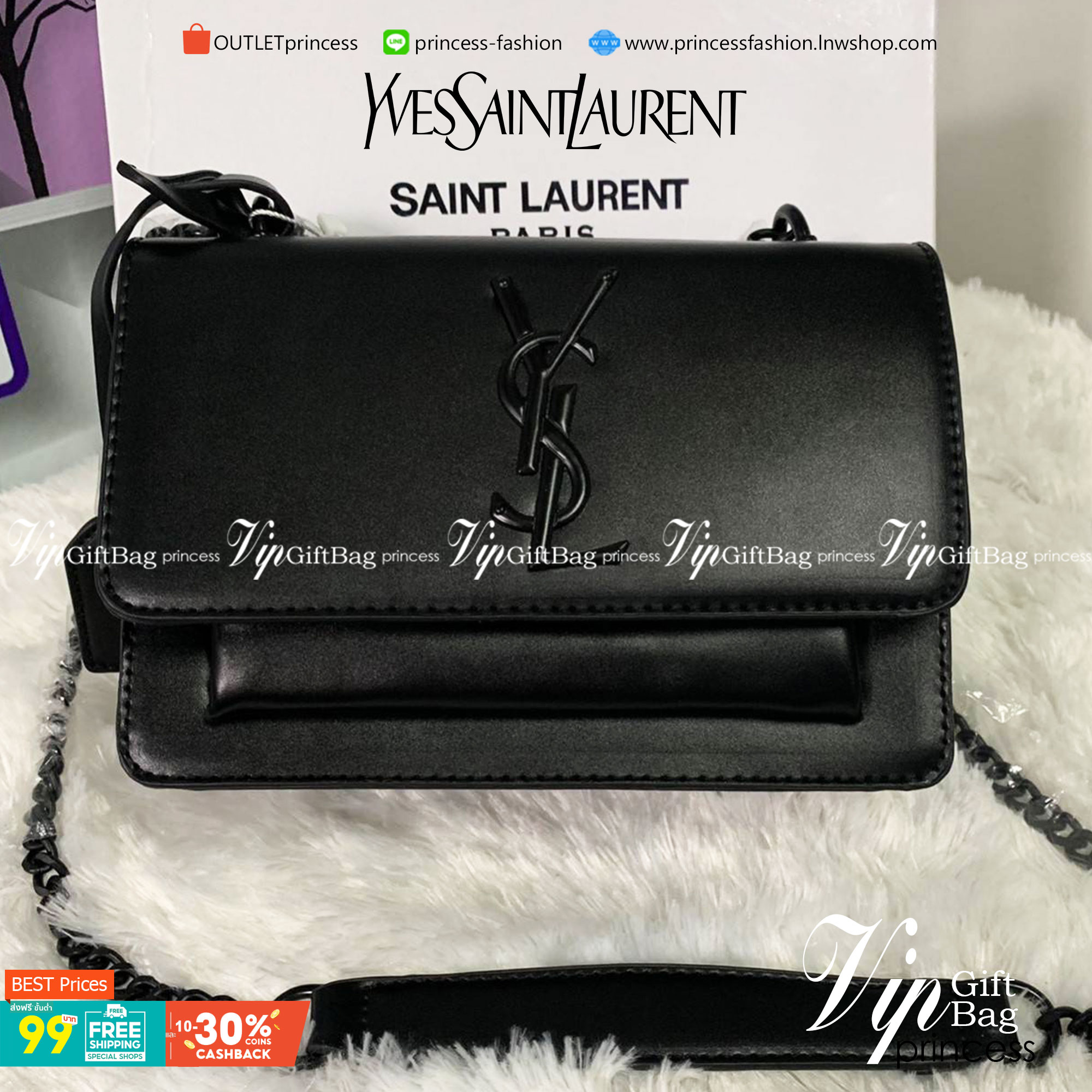 VIP 】YSL_SUNSET MEDIUM IN CROCODILE EMBOSSED SHINY LEATHER Bag VIP GIFT WITH PURCHASE (GWP) พรีเมี่ยมกิ้ฟ Limited Edition จาก YSL DUTY FREE COUNTER วัสดุหนังแกะสังเคราะห์ อะไหล่ดำทั้งใบ งานฮอตรุ่นฮิตที่กำลังมาแรง ตกแต่งป้ายห้อยเก๋ๆ ด้วยตัวอักษรแบรนด์ สายส