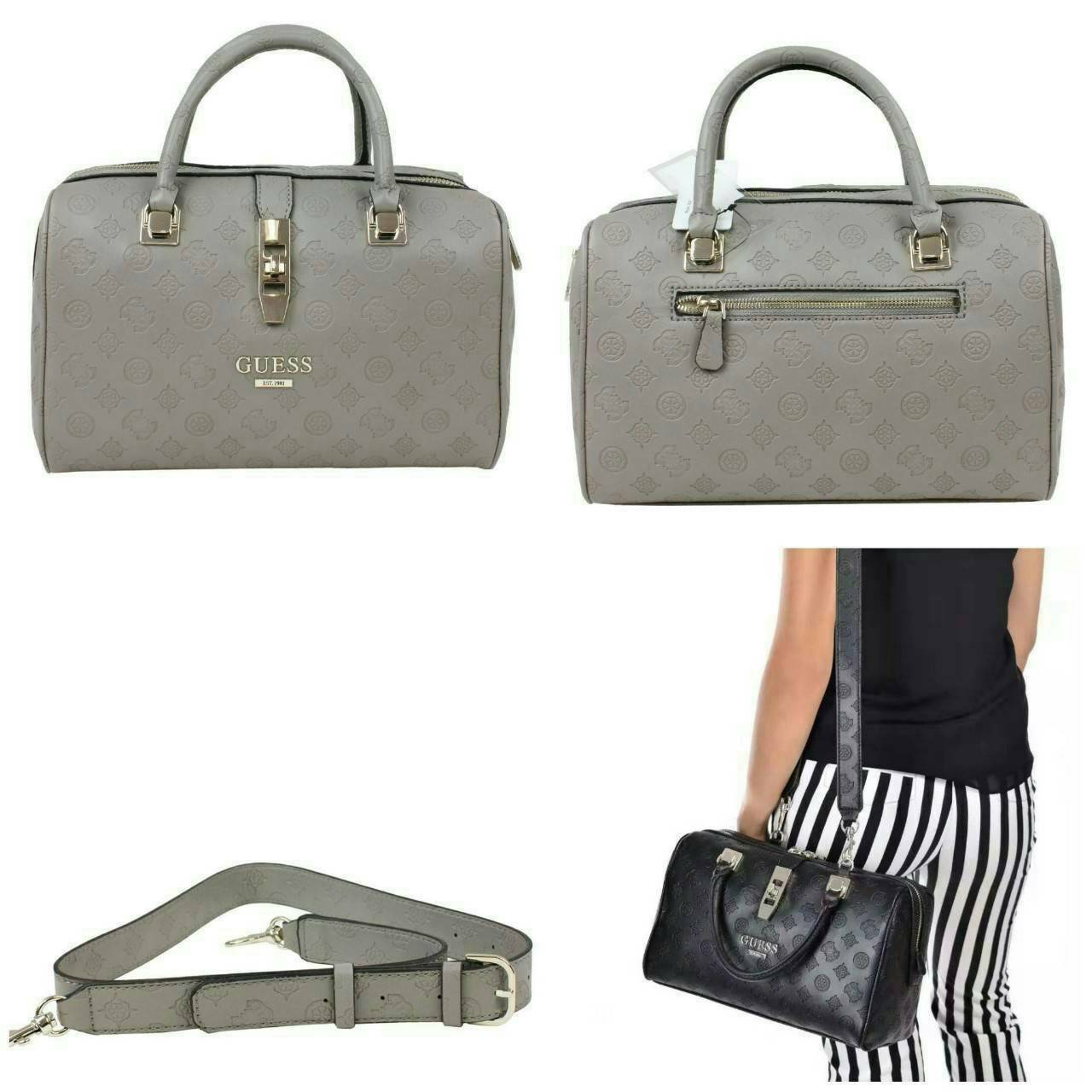 Guess Peony Classic Box Satchel คอลเลคชั่นใหม่สวยหรูจาก Guess กระเป๋าสะพายหนังนิ่มปั๊มแบรนด์รอบใบ ขนาดกำลังดี ฐานกระเป๋ามีหมุดรองฐานกันรอย หัวซิปปั๊มแบรนด์ ภายในกว้างจุของได้เยอะ มาพร้อมสายปรับและถอดออกได้ พร้อมส่ง 4 สี สวยทุกสี พลาดไม่ได้กับสาวยุคใหม่เลย