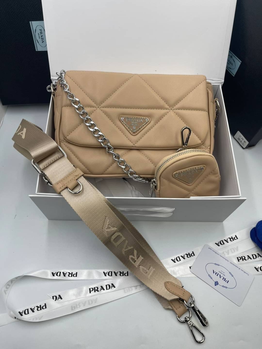 VIP 】PRADA System nappa leather patchwork bag หนังแท้ พร้อมส่งที่ไทย 6 สี