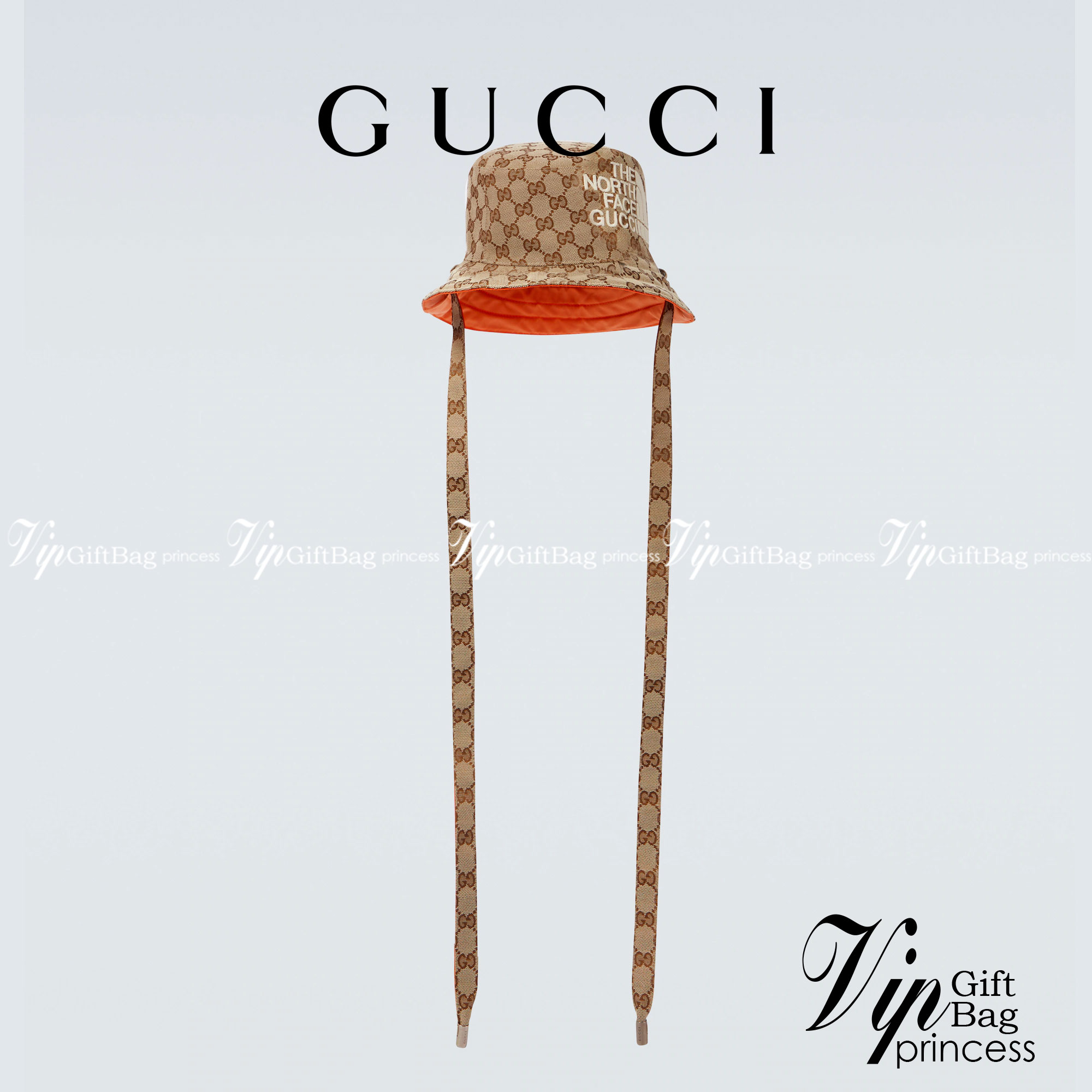 The North Face x Gucci GG canvas hat พร้อมส่งที่ไทย หมวกผ้าแคนวาสใส่ได้ 2 ด้าน พร้อมสายรัดคางเส้นยาว งานปักละเอียดคมชัด เกรดออริจินอล สวย คุ้มค่าค่ะ