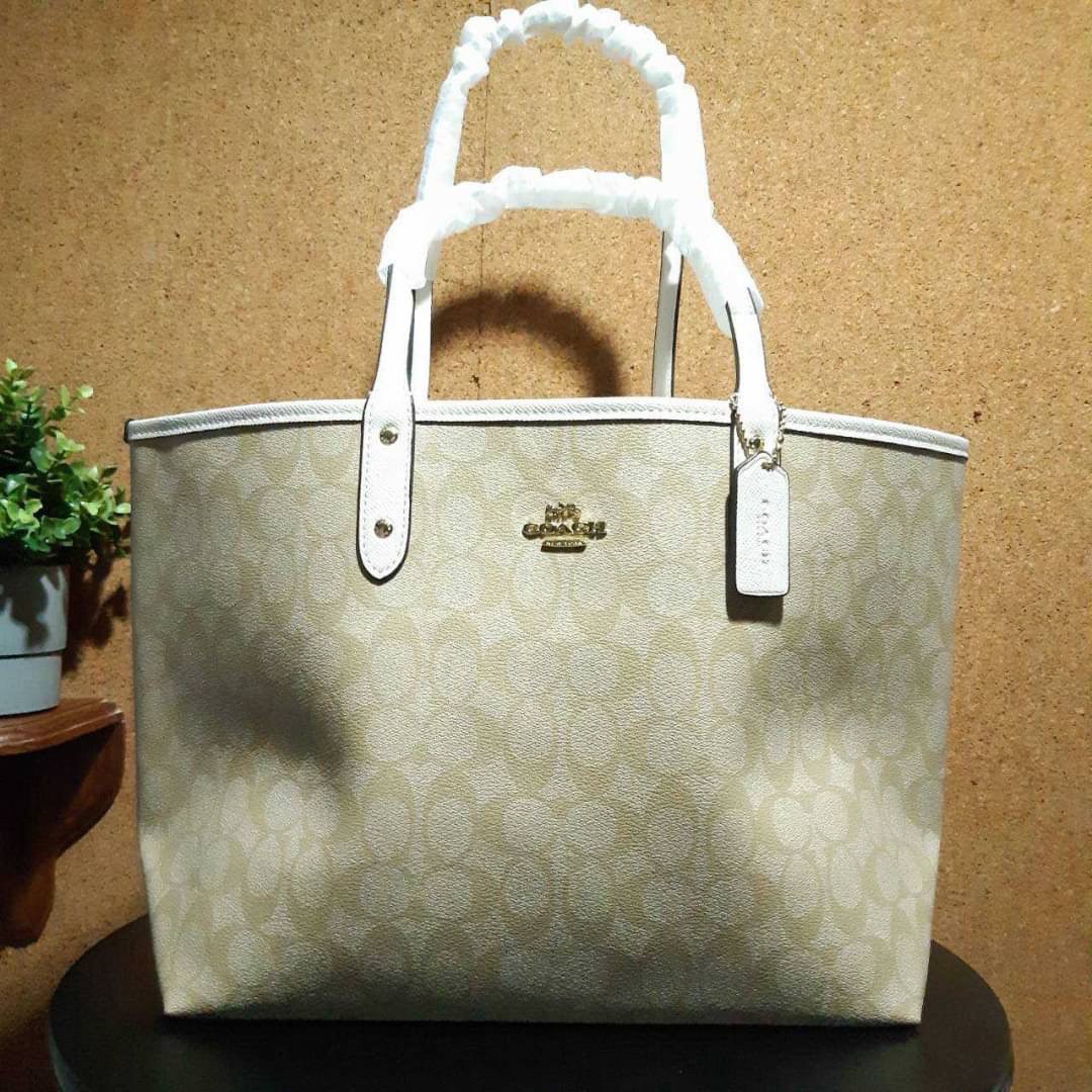 COACH F36658 REVERSIBLE CITY TOTE IN SIGNATURE CANVAS WITH POUCH
