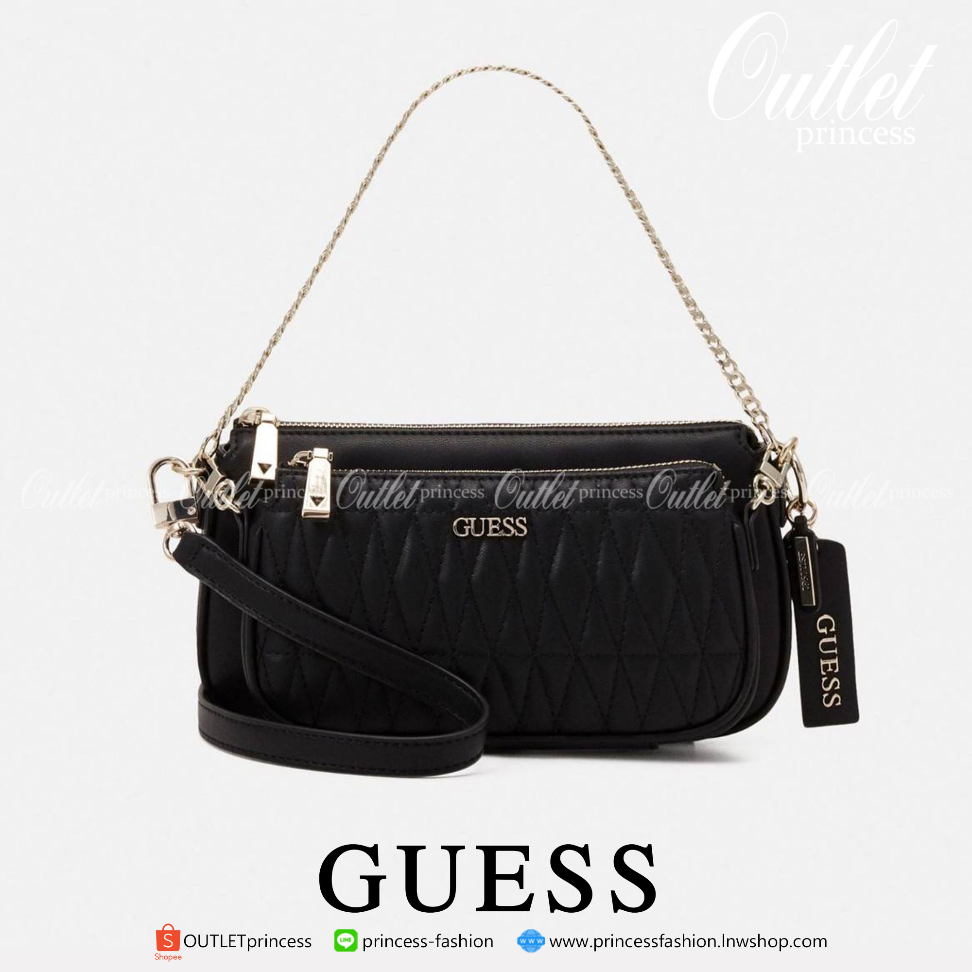 ของแท้ ซื้อ1ได้ถึง2 กับ แบรนด์ GUESS รุ่น ARIE DOUBLE POUCH CROSSBODY BAG กระเป๋าสะพายไหล่-ครอสบอดี้ ใช้ได้หลายสไตล์