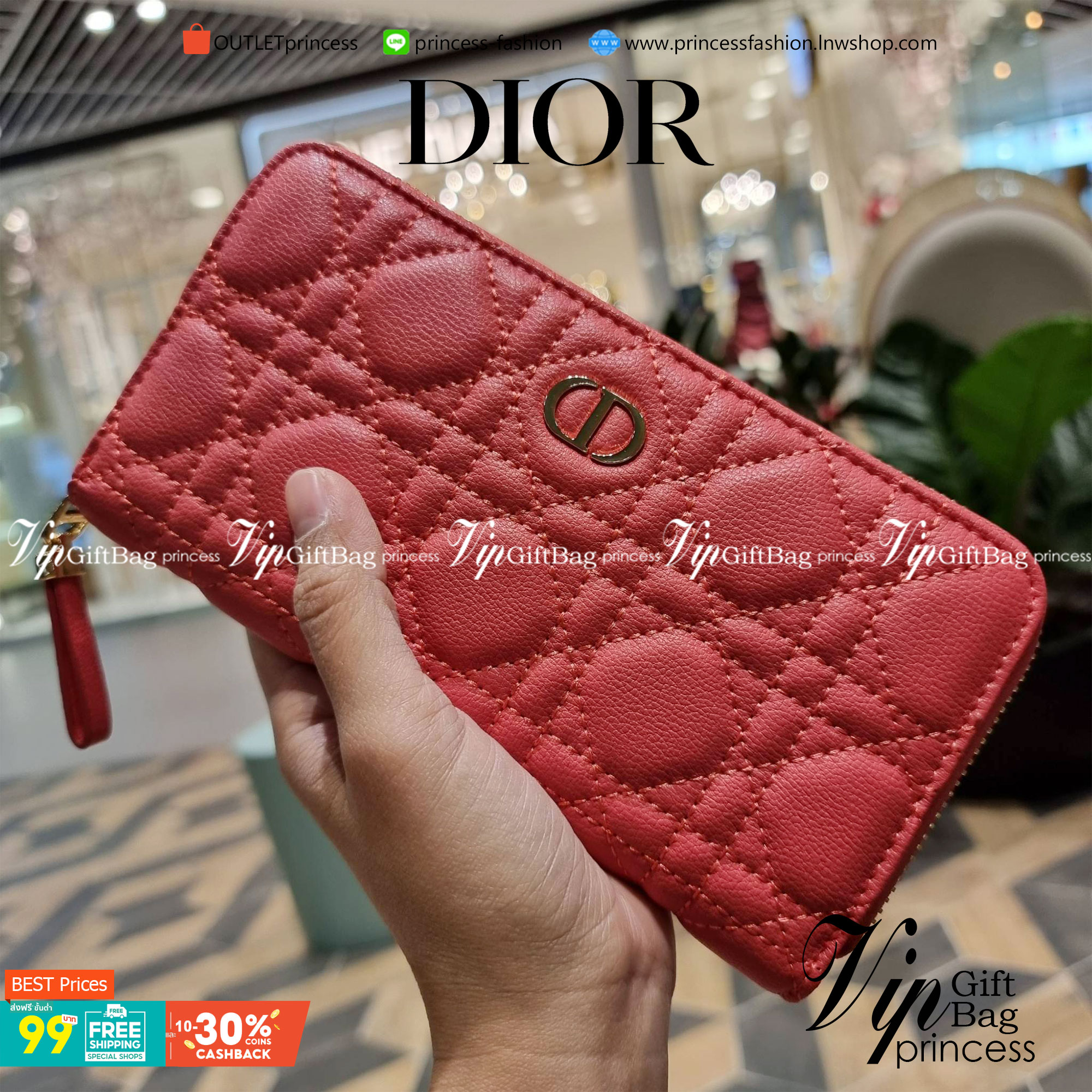 VIP 】CD LONG WALLET WITH GWP ใหม่ล่าสุด กระเป๋าสตางค์ใบยาว พิเศษจาก duty free ใบจริงสวยคม ใช้แล้วรับทรัพย์ ขับผิว วัสดุหนังแท้เต็มใบ สัมผัสดีงาม เปิด-ปิดด้วยซิปรอบ ภายในใส่บัตรได้เยอะ ใส่ธนบัตรได้เต็มที่ มีช่องซิปใส่เหรียญได้ พร้อมส่งความสวยถึงบ้านแบบครบเ