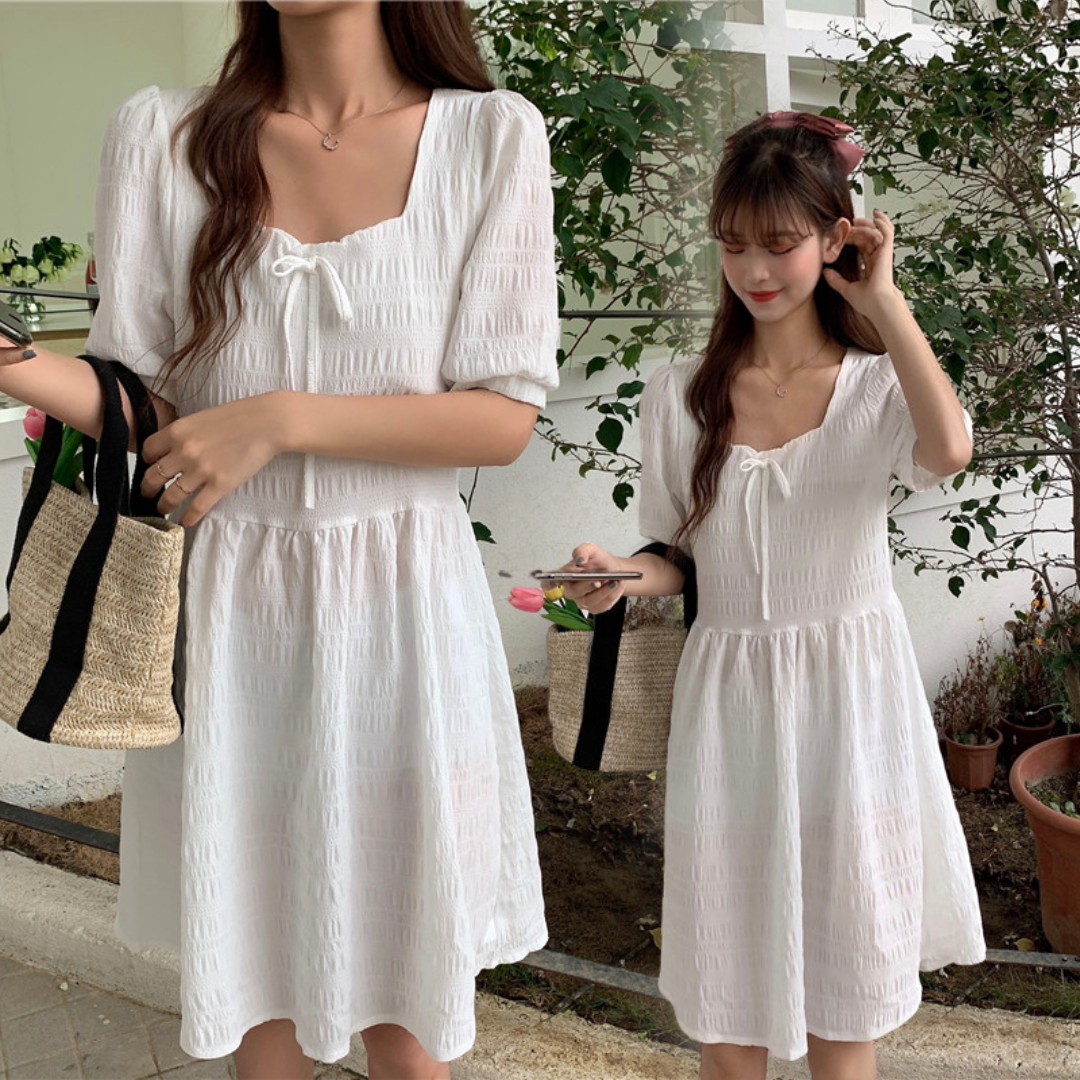 พร้อมส่ง 2 สี 🐱 Jane dress เดรสแขนสั้นผ้าย่นทรงสวยมาก (31718)