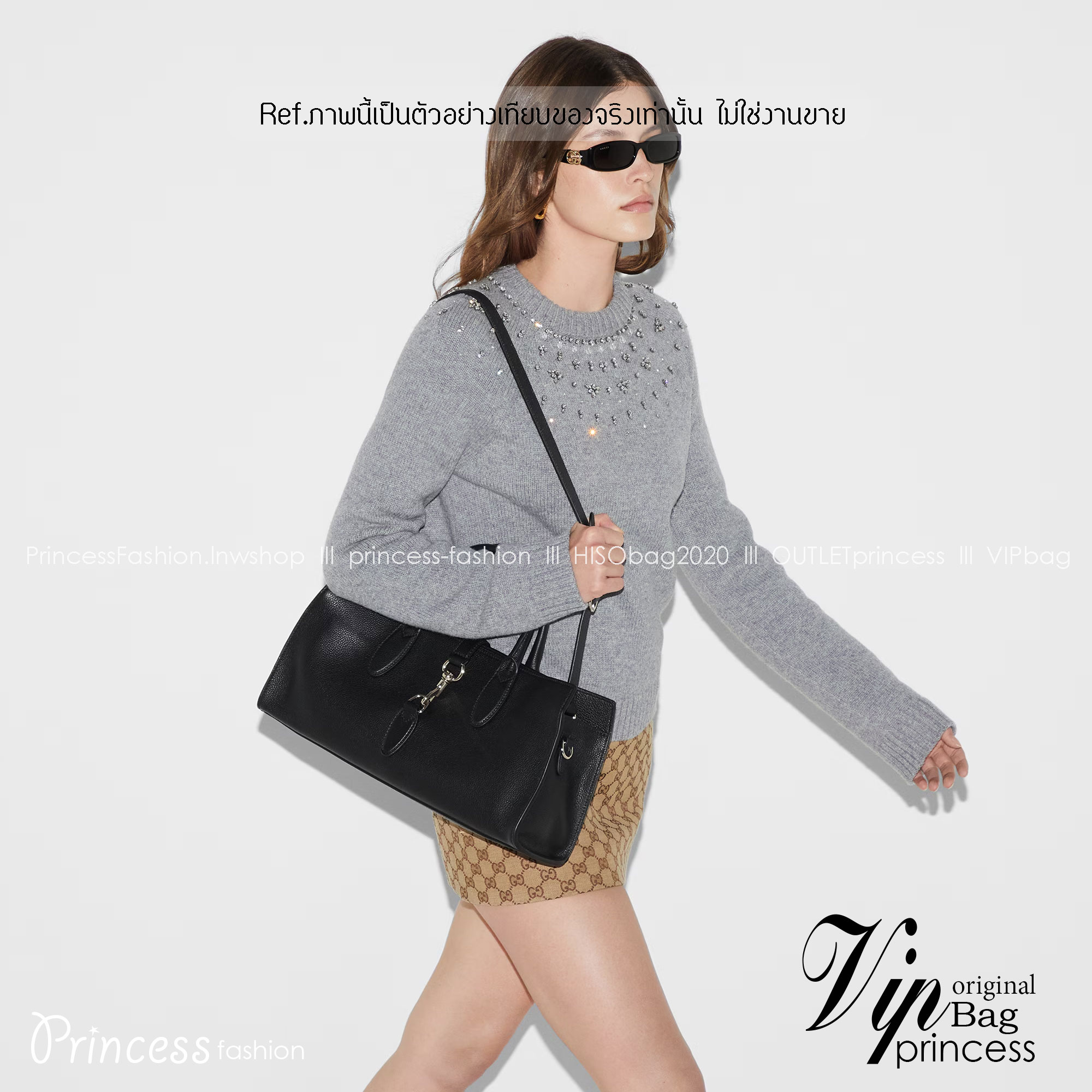 GUCCI MEDIUM TOTE BAG WITH HOOK CLOSURE / Gucci medium tote bag กระเป๋าทรงโท้ทสไตล์ใหม่ล่าสุด เกรดออริ 1:1 สลับแท้ ใช้งานต่างประเทศได้ ภาพถ่ายจากงานจริง