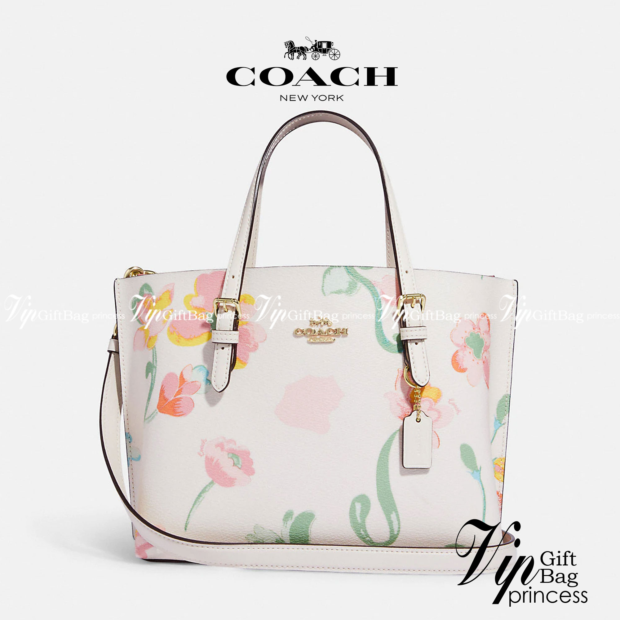COACH C8217 MOLLIE TOTE 25 WITH DREAMY LAND FLORAL PRINT คอลใหม่ล่าสุด ยังไม่เข้า shop ไทย สวยๆแบบไม่ต้องรอพรีฯให้ยาวนาน กับกระเป๋าโท้ทไซส์เล็กที่สาวๆต่างก็ต้องปักใจรัก สวยสมใจ ดีไซน์ลวดลายดอกไม้ คละเคล้าเต็มใบ ละมุน สดใส น่าใช้สุดๆ วัสดุหนังแคนวาส ภายในโ