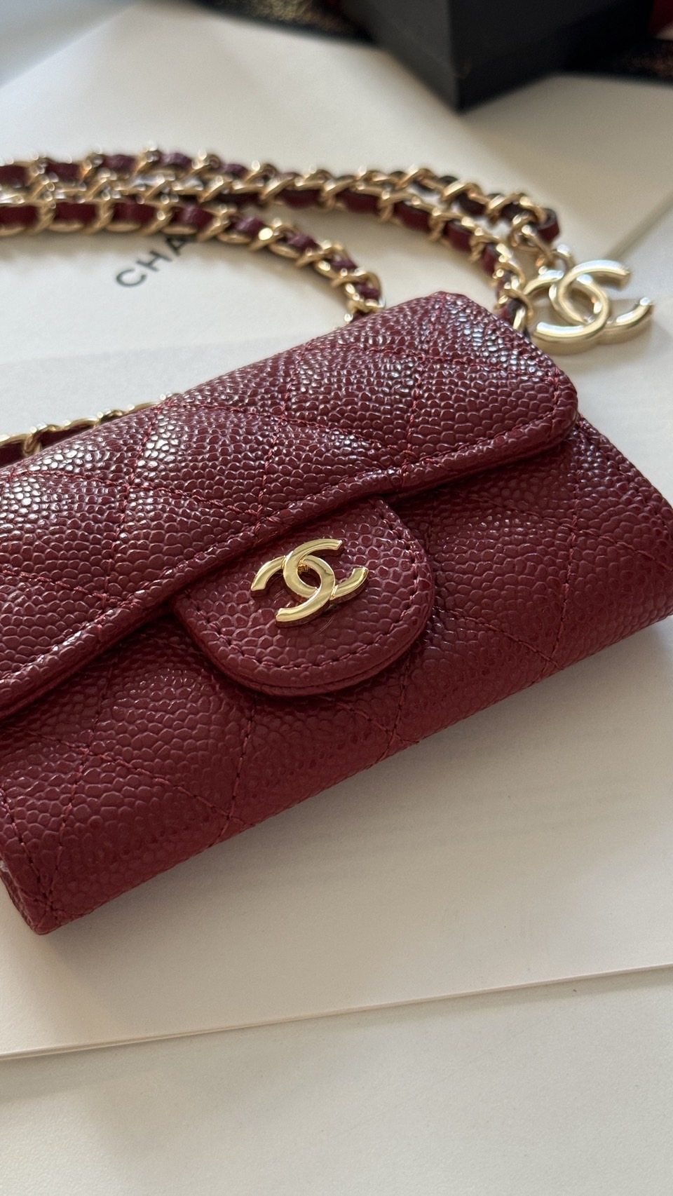 CHANEL mini wallet on chain crossbody กระเป๋าสตางค์พร้อมสายโซ่ หนังแท้ เกรดออริจินอล 1:1 สลับแท้