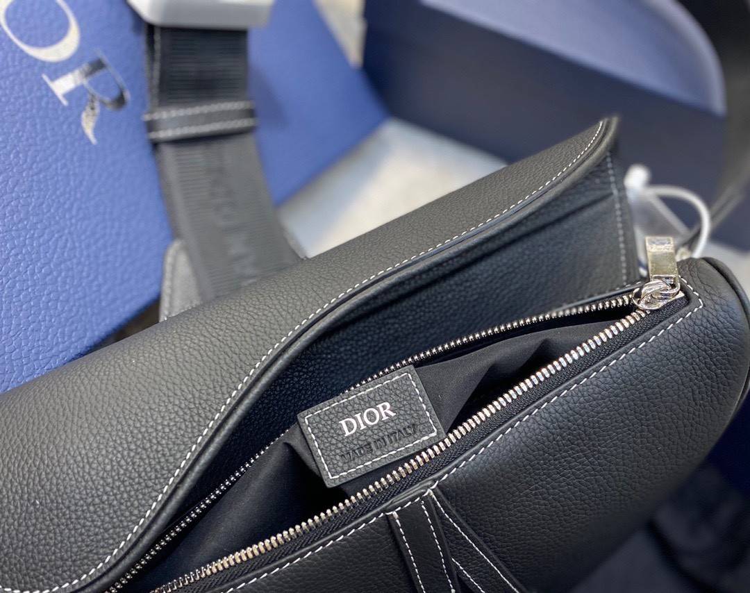 VIP 】หนังแท้ CHRISTIAN DIOR SADDLE BAG Black Grained Calfskin