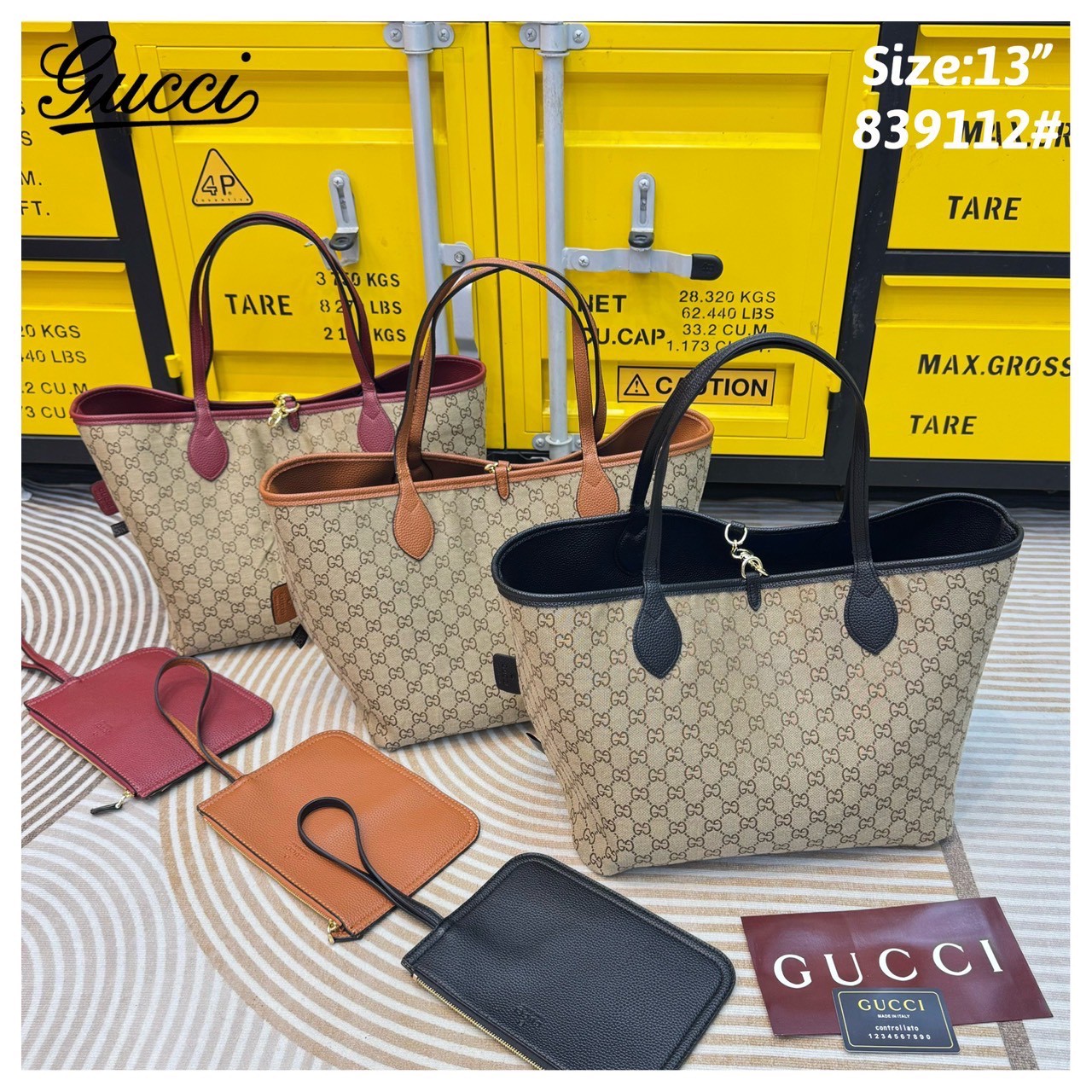Gucci Totissima medium reversible tote bag / Gucci Tote Bag กระเป๋าทรงสะพายทรงโท้ท ใช้งานได้ 2 ด้าน ดีไซน์ใหม่ล่าสุด ด้านหนัง และด้านแควสวยลายโลโก้ สวยหรูเรียบง่าย มาพร้อมใบเล็กเข้าเซ็ท