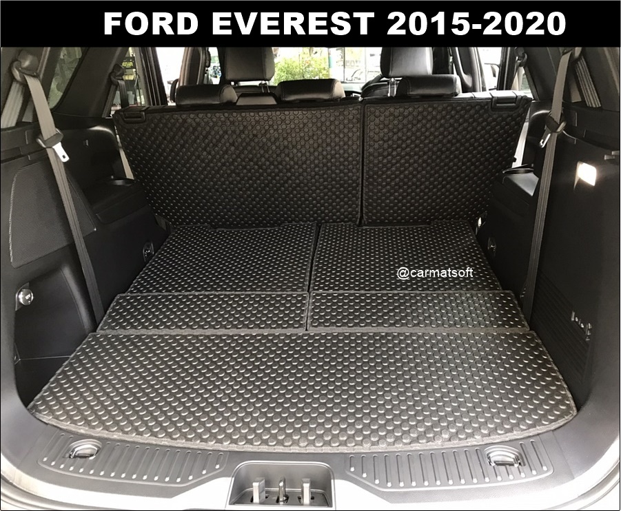 แผ่นปูท้ายรถFORD EVEREST ปี2015-20 พรมลายกระดุมEVA แผ่นท้าย+แผ่นปิดเบาะ เข้ารูป ตรงรุ่น
