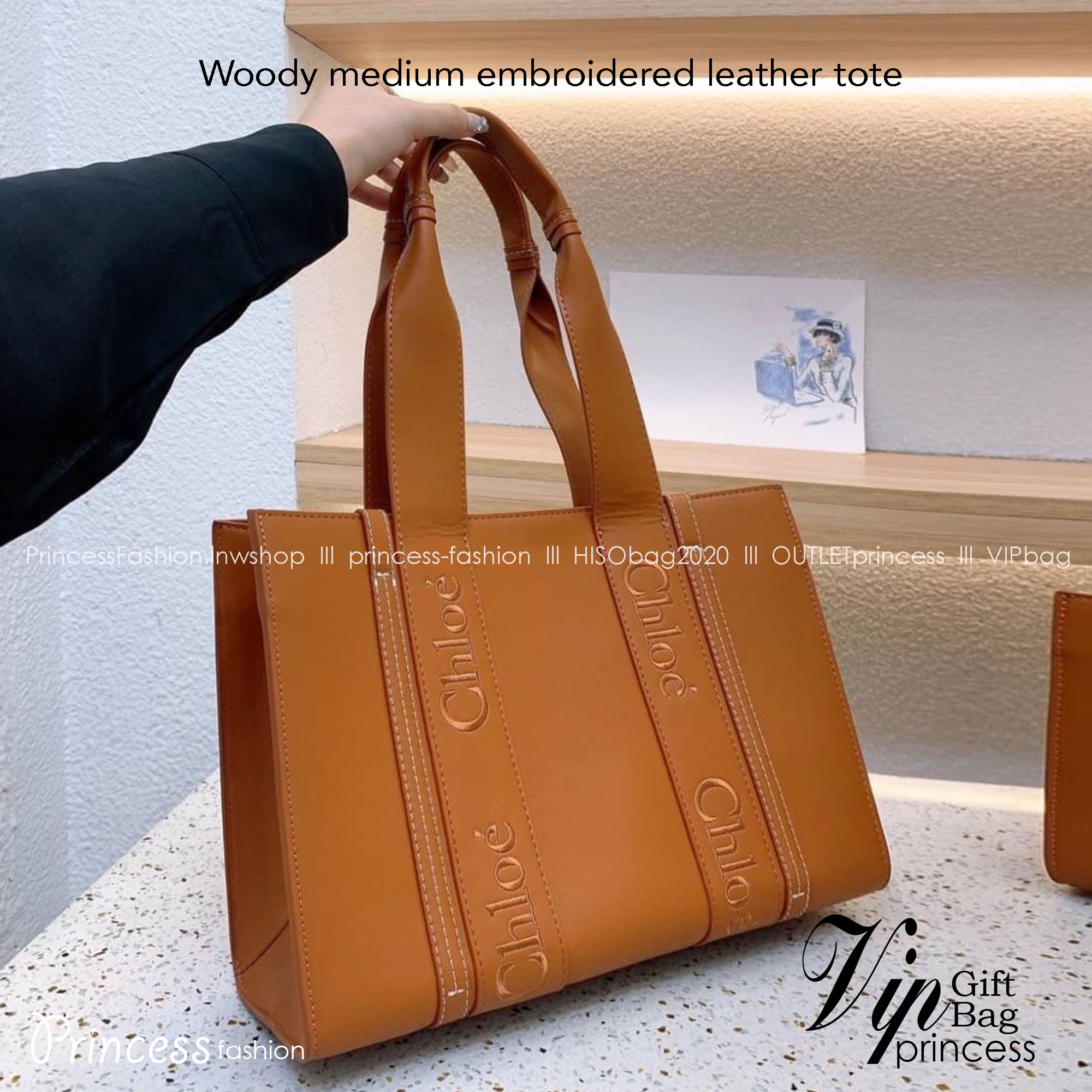 CHLOE Woody medium embroidered leather tote / CHLOE TOTE BAG กระเป๋าทรงโท้ท สีสวย เรียบหรู ดูคลาสสิค รุ่นตามหา ใบใหญ่จุดของได้เยอะมาก ภายในโล่งกว้าง
