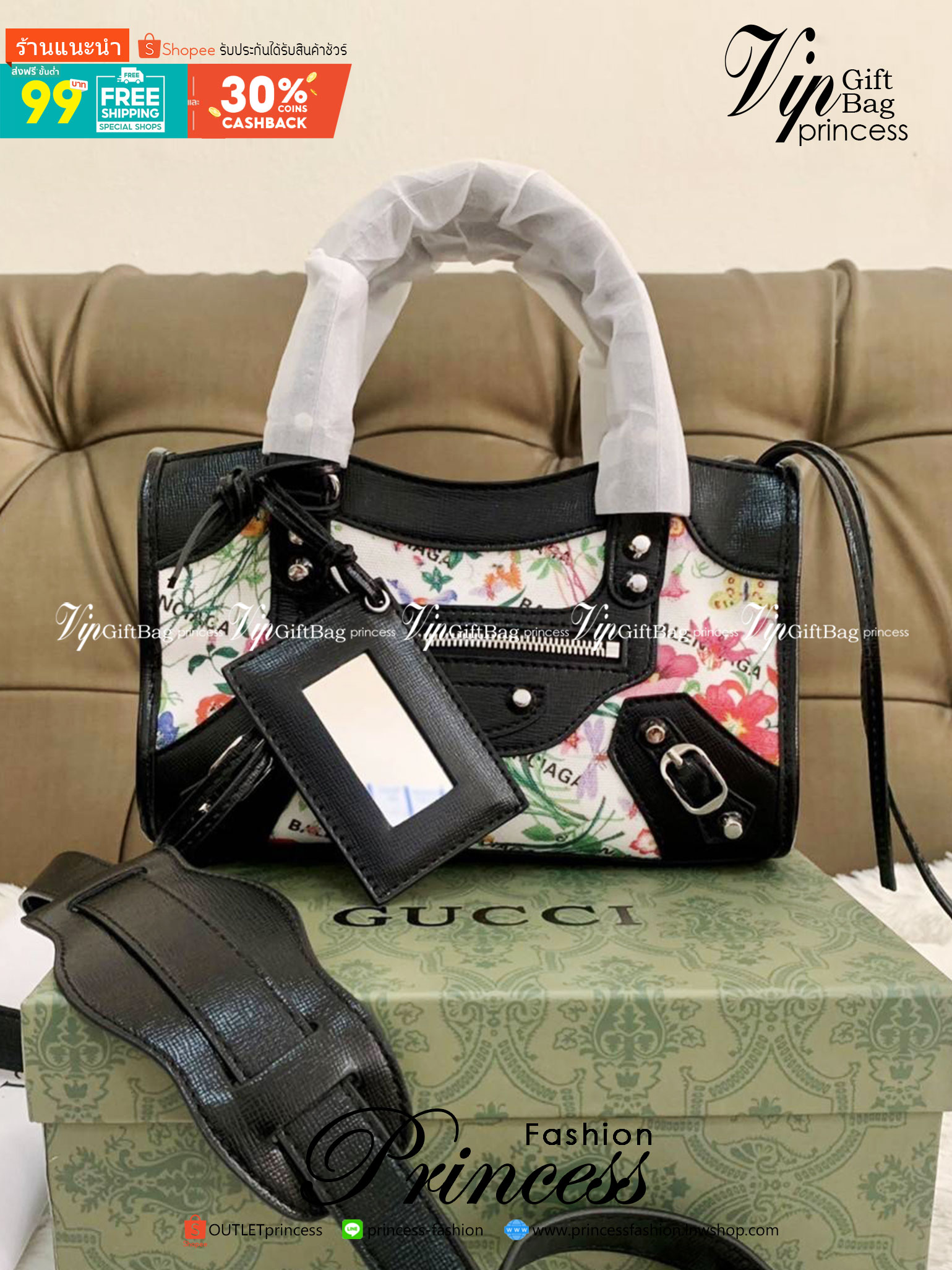 VIP 🥂 Gucci x Balenciaga The Hacker Project Mini Neo Bag คอลเลคชั่นร้อนๆ พร้อมเสิร์ฟ ที่่มีการผสมผสานระหว่างGucci & Balenciaga เข้าไว้ด้วยกัน ดีไซน์ล้ำสมัย วัสดุCanvas เย็บขอบด้วยหนังcalfskin อะไหล่เงิน ลวดลายสดใส ประทับตัวอักษรBalenciaga ลงบนผ้าเ