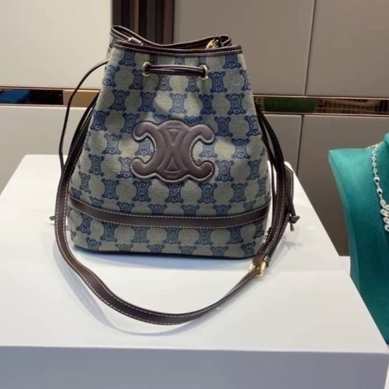 CELINE a monogram canvas bucket bag Size 10”