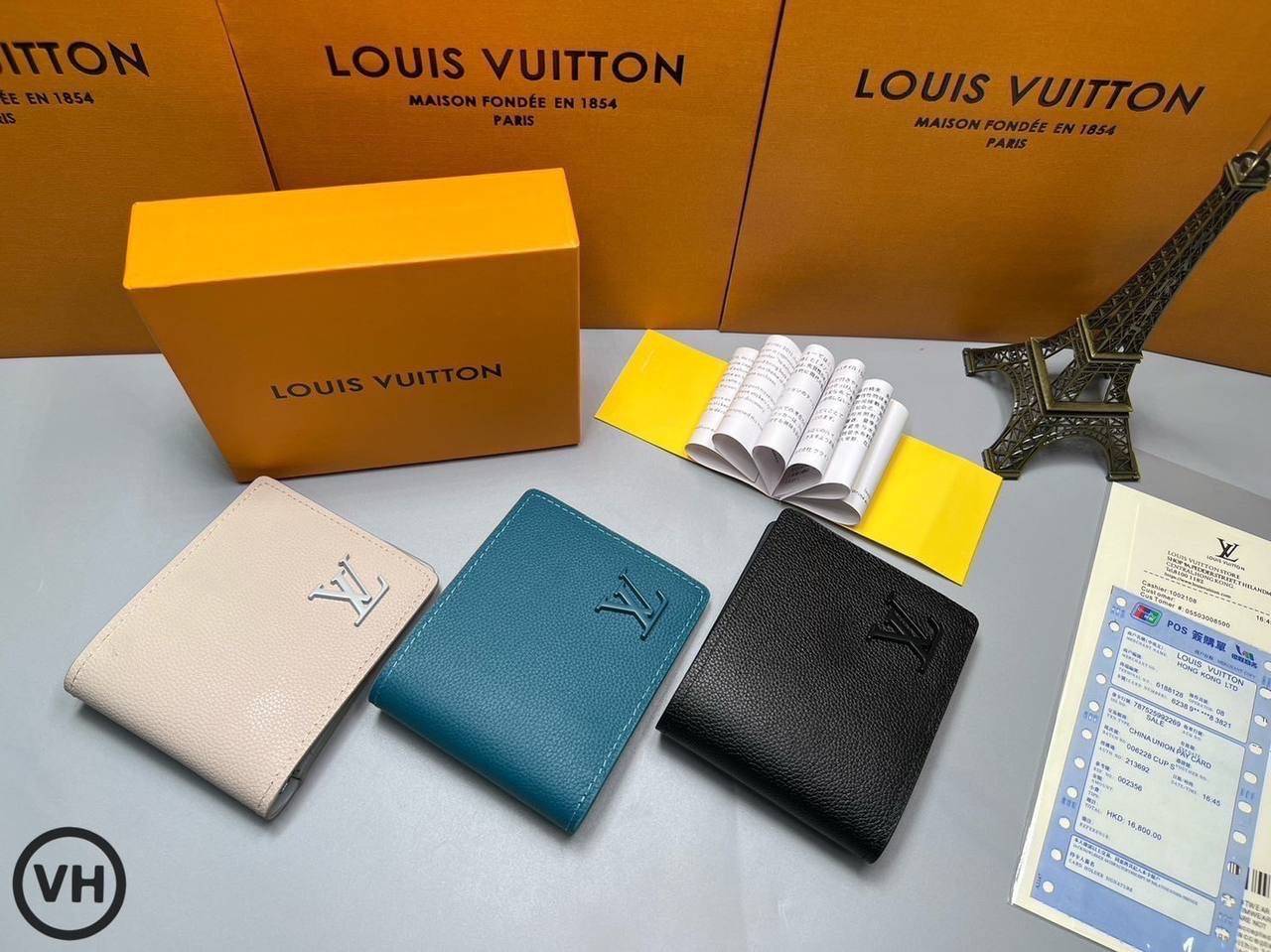RI หนังแท้ | LV Short Wallet / LV Multiple Aerogram กระเป๋าสตางค์ใบสั้น กระเป๋าสตางค์ผู้ชาย