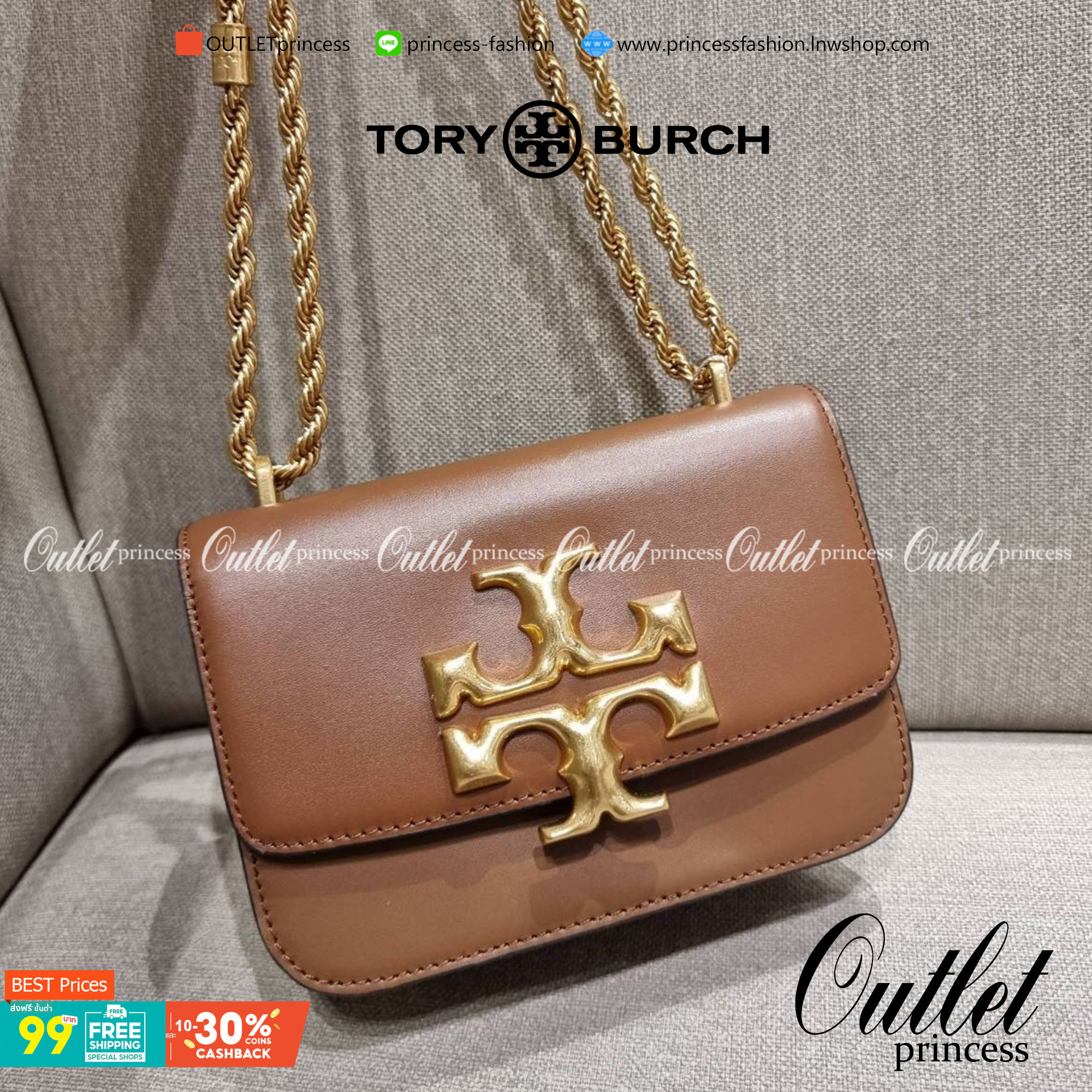 TORY BURCH ELEANOR SMALL CONVERTIBLE SHOULDER BAG ฮอตไอเท็ม รุ่นนี้ขายดีขายหมด คัมแบค!! สวยหรู คุณหนู ผู้ดี!! หายากมากที่สุด!! กระเป๋าสะพายข้าง ดีไซน์อยู่ทรง ขนาดกำลังสะดวกใช้สำหรับสาว วัสดุหนังแท้เต็มใบ สีทูโทน เปิด-ปิดด้วยแถบแม่เหล็ก ภายในแบ่งสัดส่วนได้