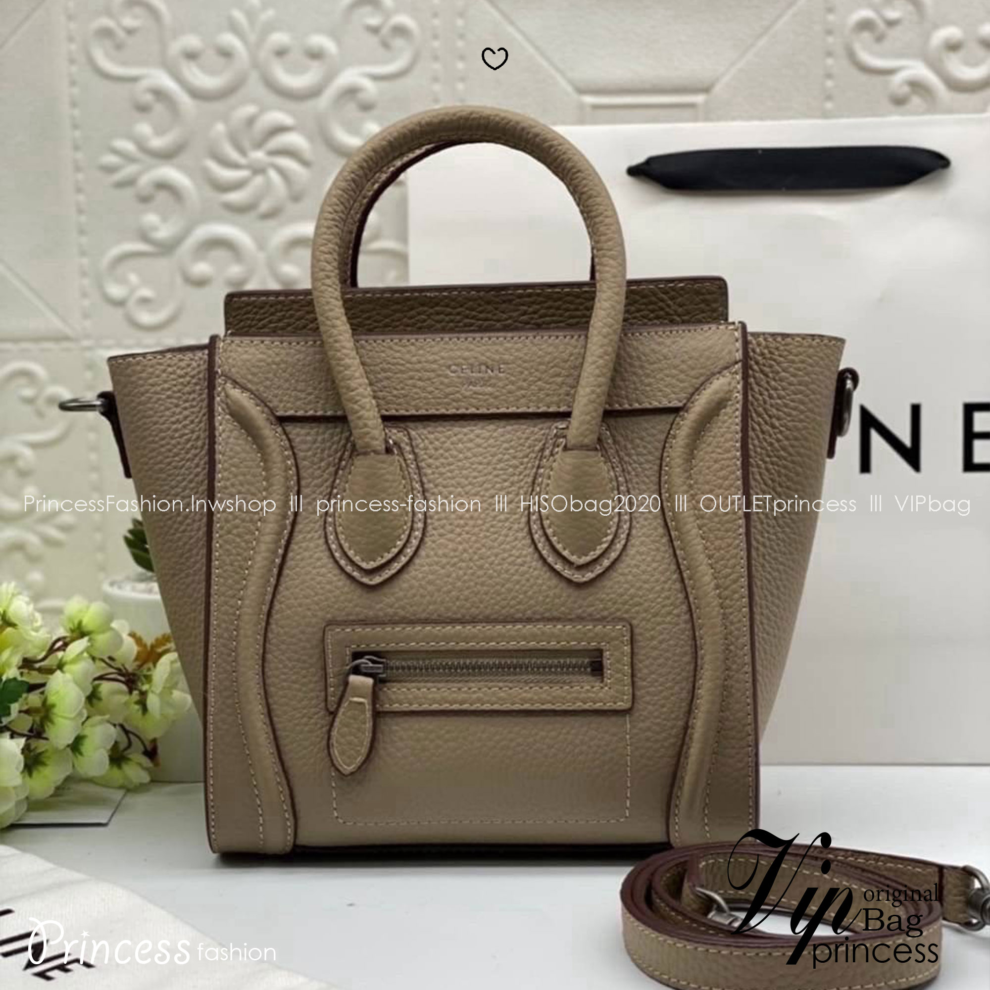 ORI หนังแท้ | Celine Luggage Tote Nano Bag20cm กระเป๋าสะพายทรงโท้ท ดีไซน์เป็นเอกลักษณ์ เรียบหรูดูแพง