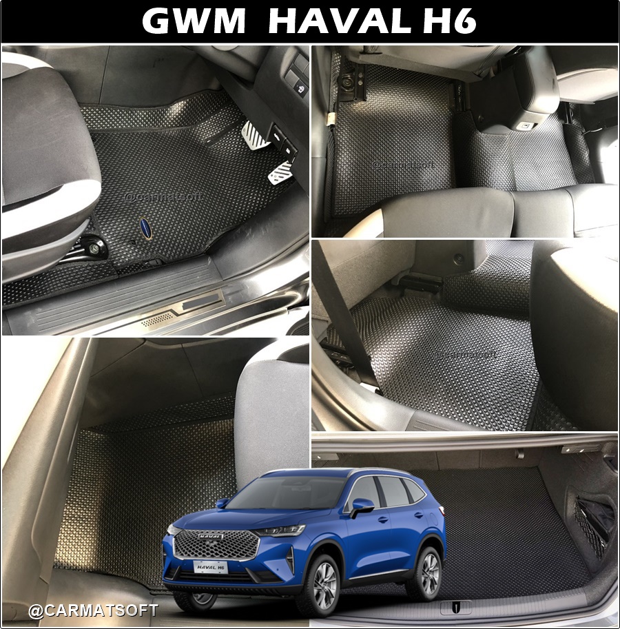 พรมปูพื้นรถยนต์ GWM HAVAL H6 ยางปูพื้นรถยนต์ ลายกระดุมเม็ดเล็ก สีดำ เข้ารูป เต็มคัน รวมแผ่นท้าย