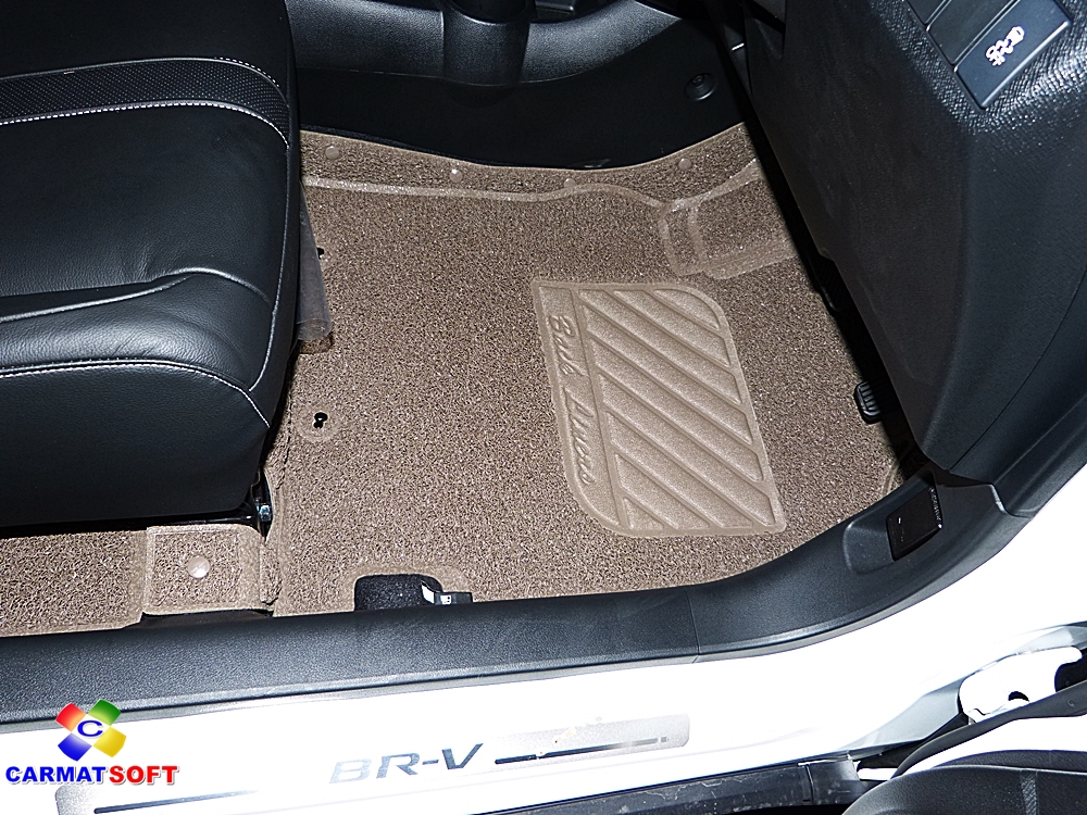 พรมดักฝุ่นไวนิล HONDA BR-V 7ที่นั่ง พรมไวนิล ฮอนด้า บีอาร์-วี รีดขอบ สีน้ำตาล เต็มคัน