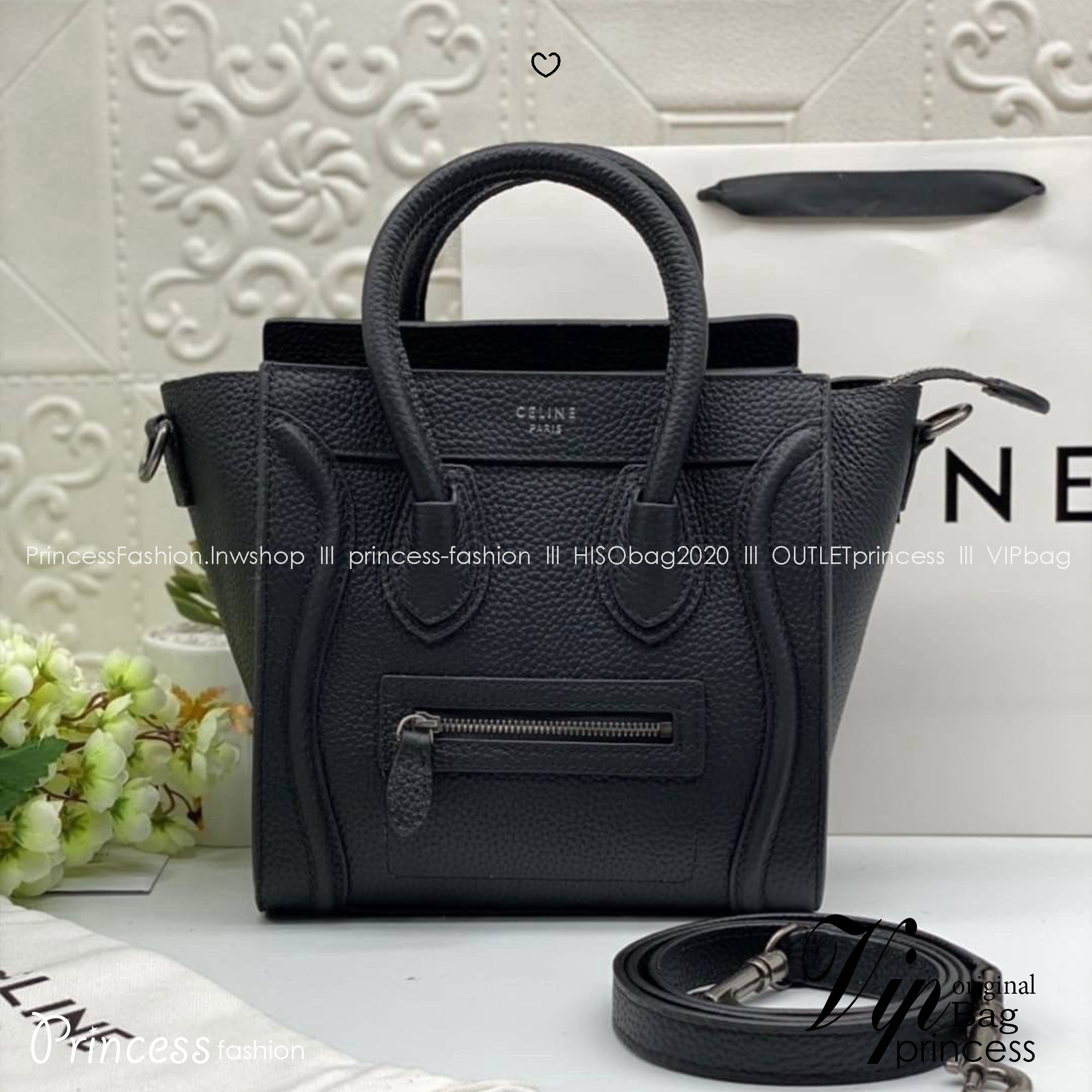 ORI หนังแท้ | Celine Luggage Tote Nano Bag20cm กระเป๋าสะพายทรงโท้ท ดีไซน์เป็นเอกลักษณ์ เรียบหรูดูแพง