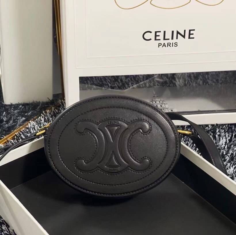 VIP 】หนังแท้ CELINE CROSSBODY OVAL PURSE IN SMOOTH CALFSKIN พร้อมส่งที่ไทย สีดำ สีน้ำตาล