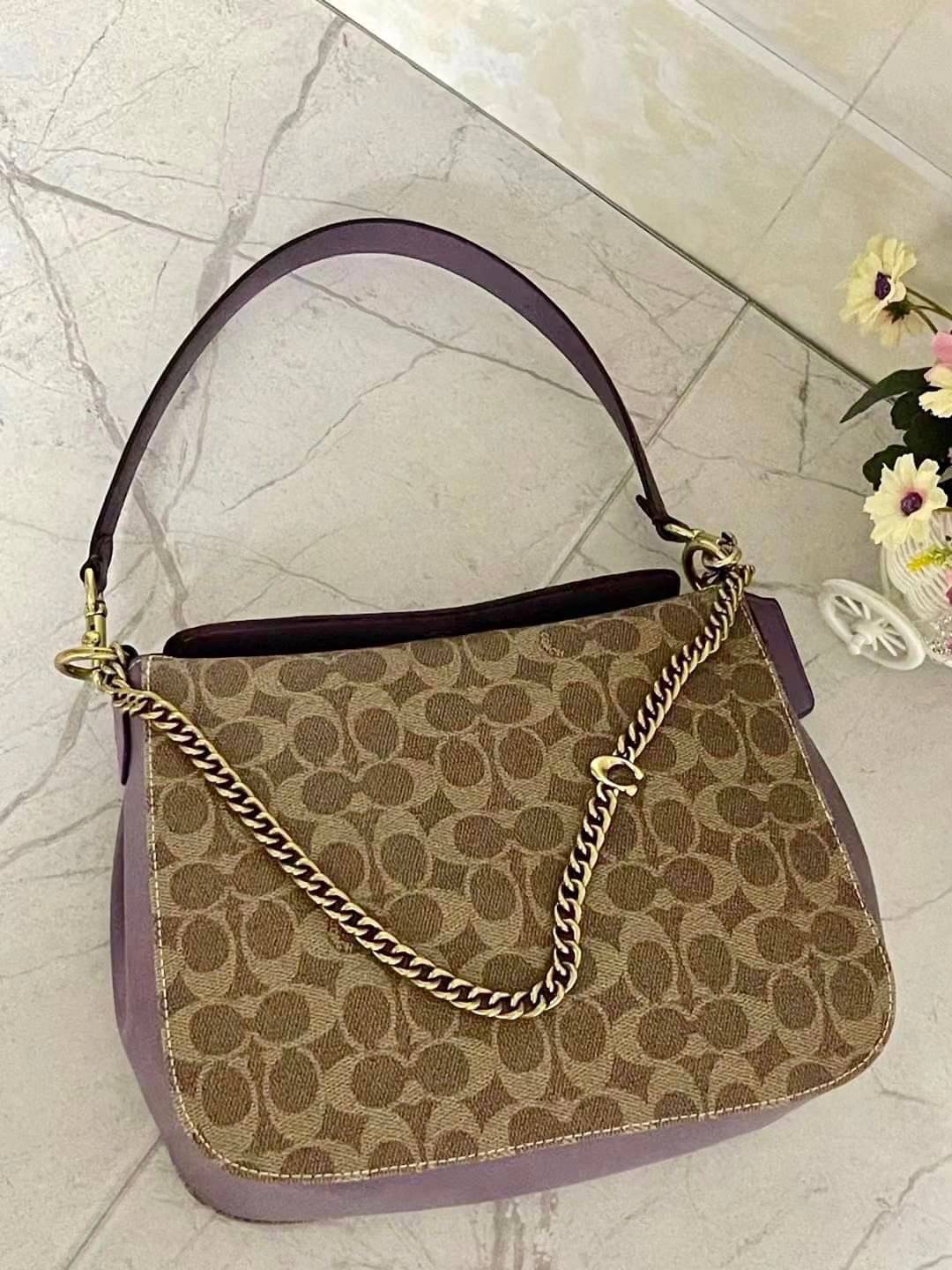 Coach Signature Chain Hobo In Signature Canvas พร้อมส่ง 4 สี