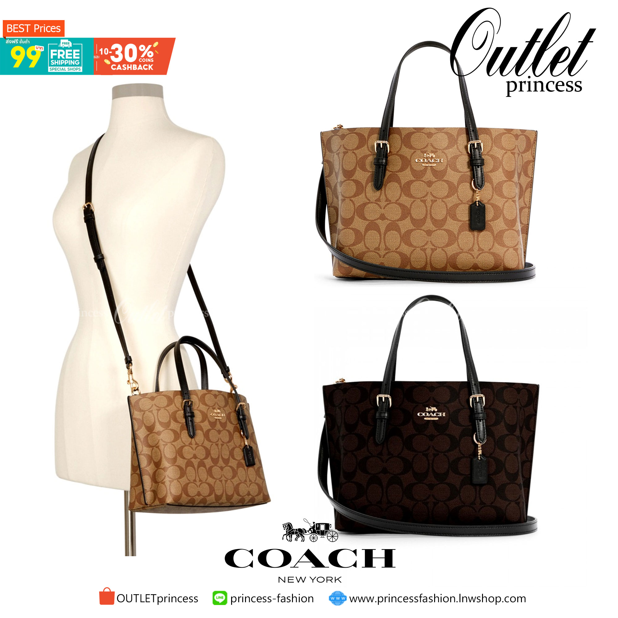 COACH C4250 MOLLIE TOTE 25 IN SIGNATURE CANVAS น้องมาแล้วจ้าาา ใหม่ล่าสุด กระเป๋าโท้ทไซส์เล็กที่สาวๆตามหา ดีไซน์คลาสสิคเหมือนเดิม เพิ่มเติมคือสะดวกขึ้นเยอะ!! ย่อส่วนมาจากใบใหญ่เป๊ะๆ น่ารักน่าใช้มากๆ วัสดุหนังแคนวาสเคลือบลาย ภายในโล่งกว้าง มีช่องซิปกลางใส่