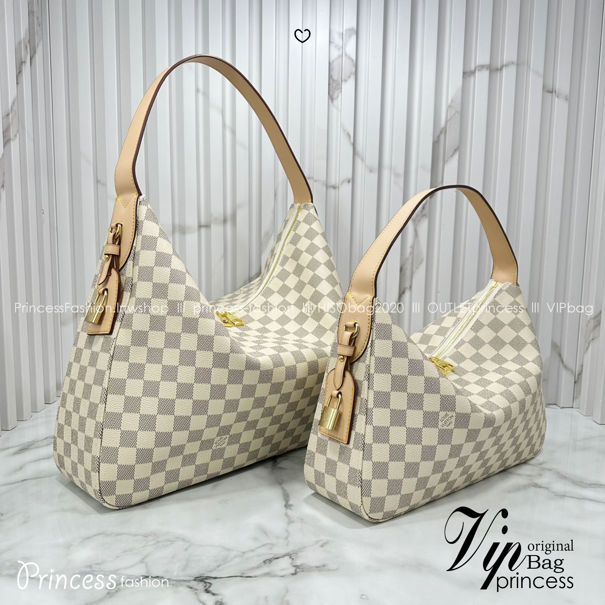 ORI หนังแท้ | LV Slouchy MM Damier Azur PM ใหม่ล่าสุด กระเป๋าโฮโบทรงสวยที่ใครๆก็ต้องมี ด้วยรูปทรงคลาสสิคและใช้งานง่าย สะพายสะดวกด้วยหูสะพายในตัว สวยดูลัคชู