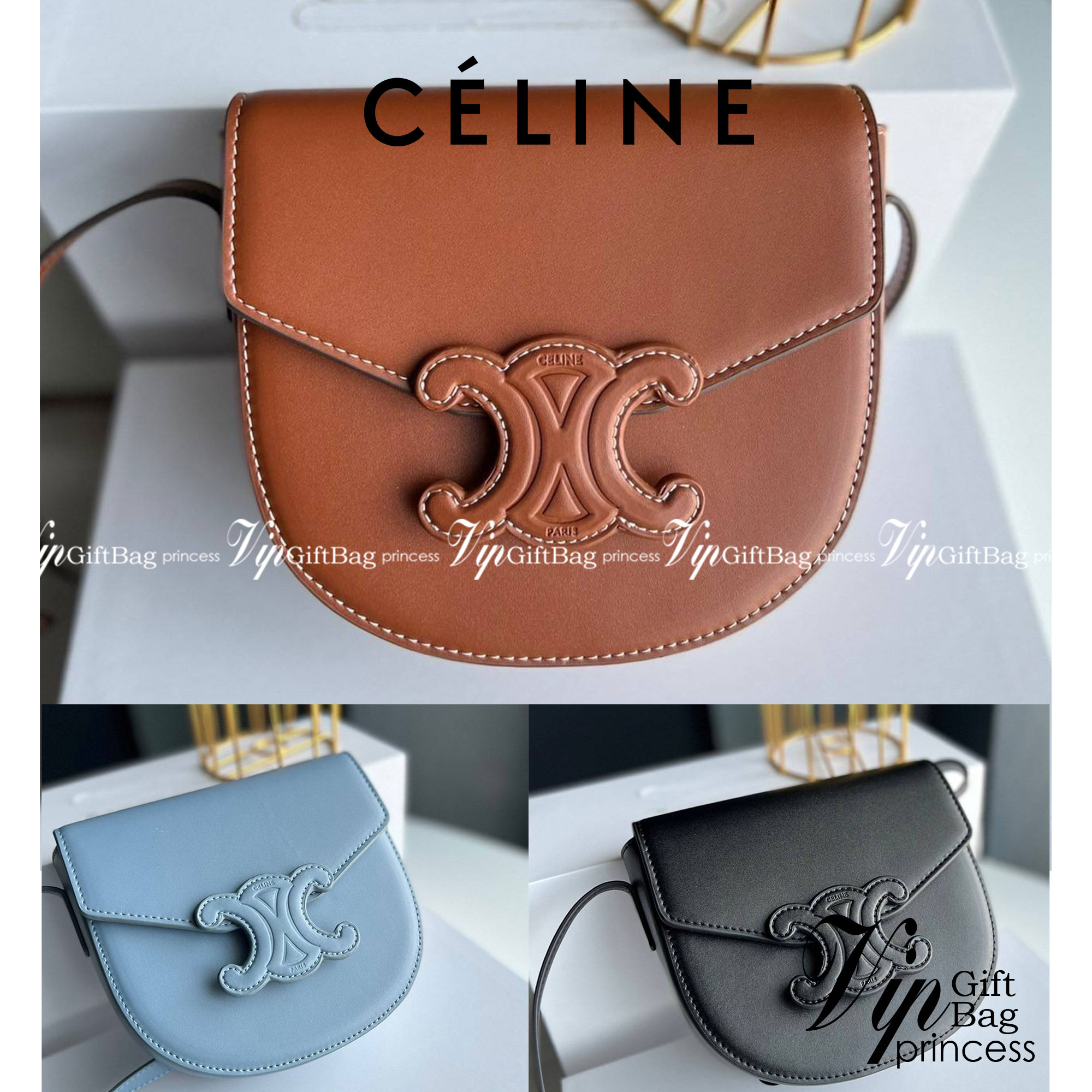 หนังแท้ CELINE BESACE cuir triomphe in Smooth calfskin / CELINE TRIOMPHE CLOSSBODY BAG หนังแท้ทั้งใบสวยหรู แบบใหม่ล่าสุด โลโก้หนังสมูทคลาสิก เหมาะกับสาวๆในวันที่อยากครอสบอดี้ชิลๆ ห้ามพลาดค่ะ!