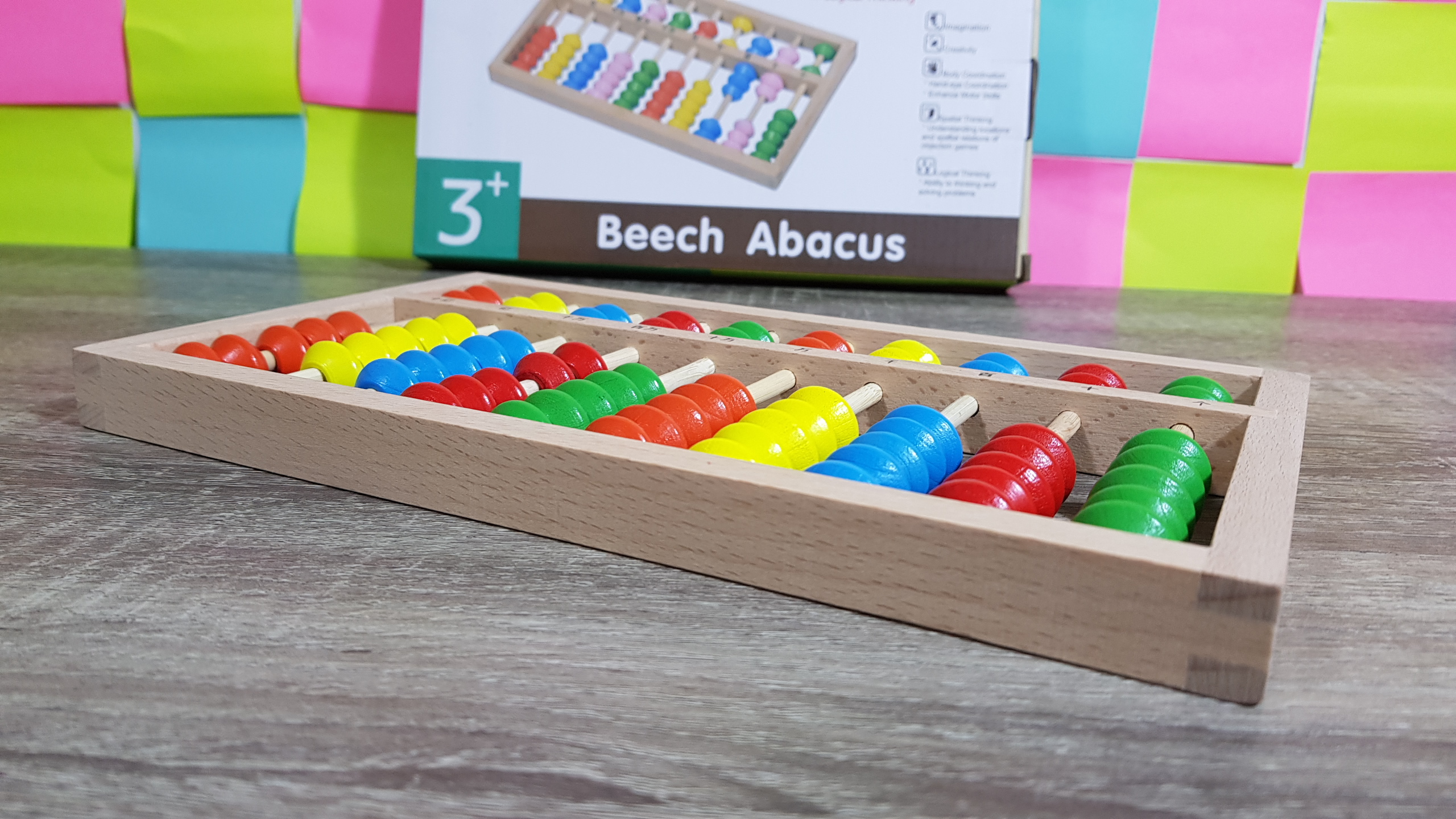 ลูกคิดไม้10หลักสำหรับเด็ก5สี Beech Abacus
