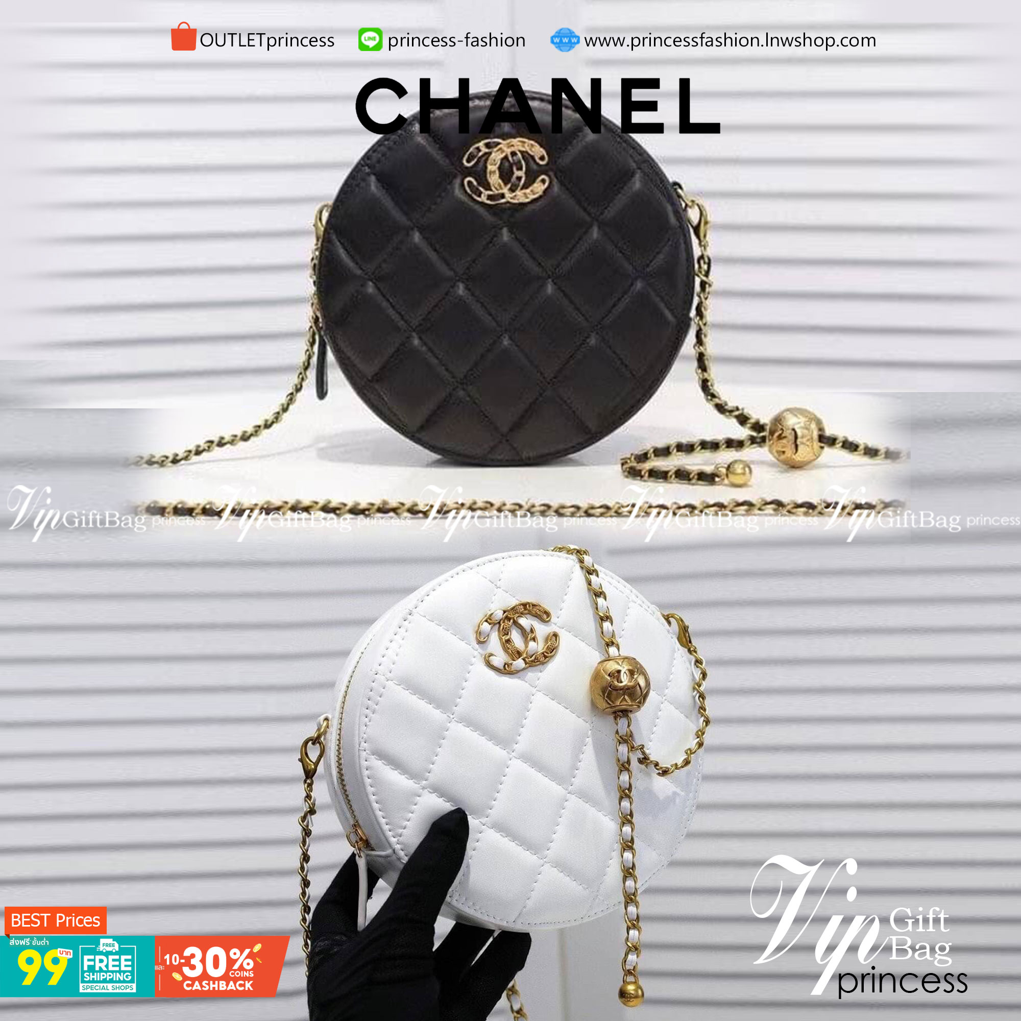หนังแท้ VIP GIFT CHANEL Round Crossbody Bag กระเป๋าสะพายคาดลำตัวรุ่นนี้โดดเด่นด้วยรูปทรงกลมสุดชิค ขนาดกะทัดรัด พร้อมด้วยหนังกระเป๋าที่ทำจากหนังแท้คุณภาพดี รุ่นที่ตอบโจทย์และครองใจสาว ๆ ได้อย่างแท้จริง เนื่องจากมีดีไซน์เรียบหรู โดยทางแบรนด์ได้ใช้เทคนิคการเ