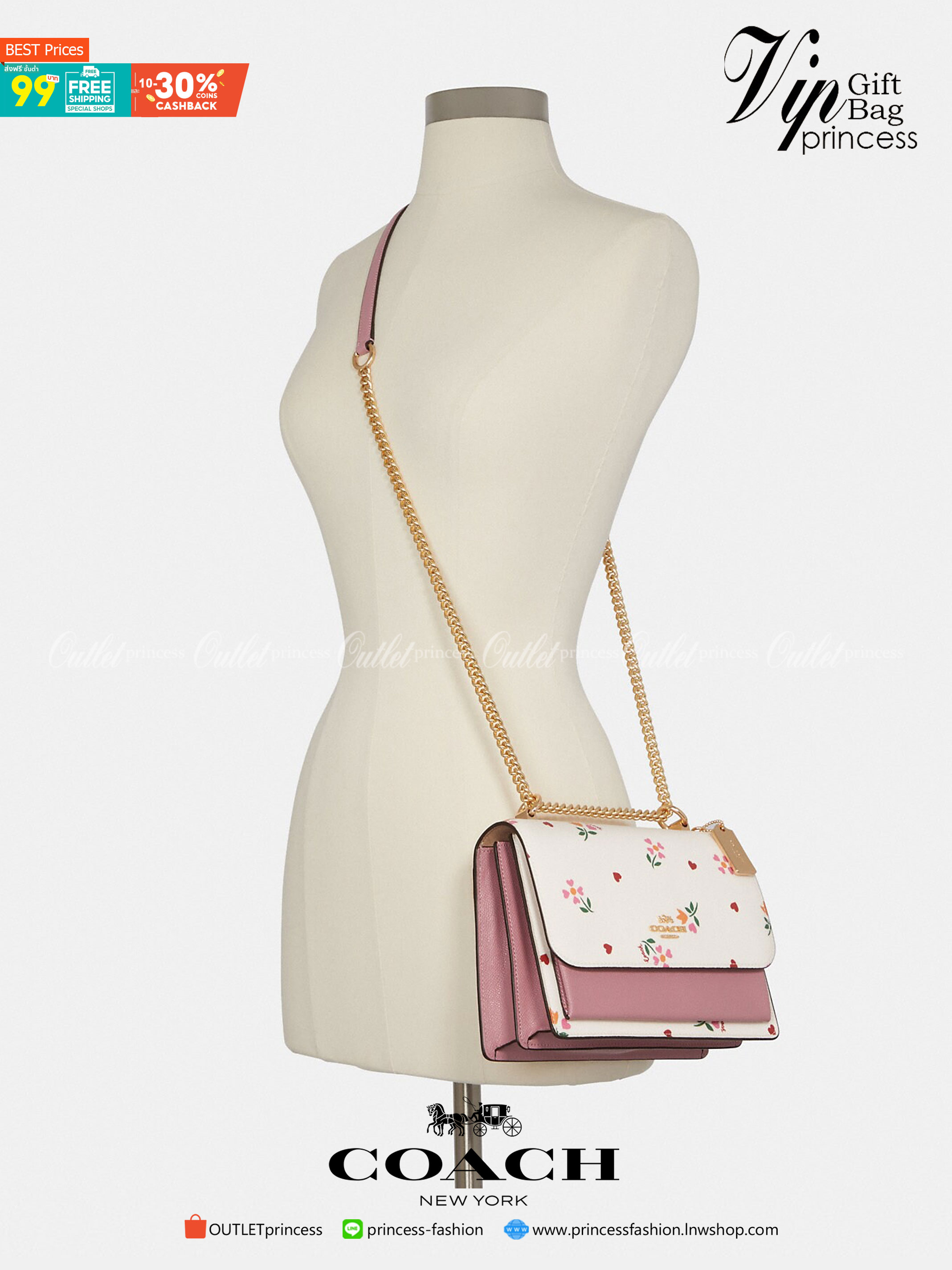 COACH C7596 KLARE CROSSBODY WITH HEART PETAL PRINT หนึ่งคอลเลคชั่นที่ฮิตไม่หยุดยั้ง!! ขายดิบขายดีทุกดีไซน์ รอบนี้มาตอบโจทย์สายหวาน ใหม่ล่าสุด น้องน่ารักม้ากกกก!! กับกระเป๋าสะพายข้าง โทนสีละมุนลูกคุณ!! คือดี!! เพิ่มลูกเล่นช่อดอกไม้หัวใจ ให้มีสีสัน สายสะพาย