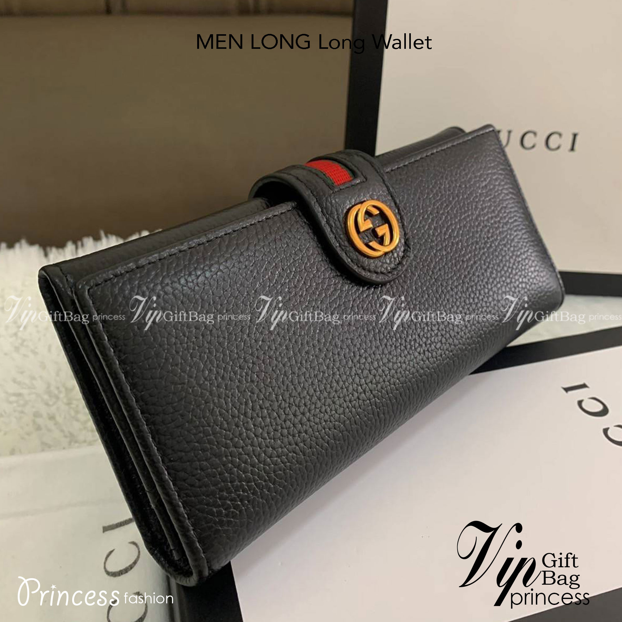 GUCCI Long Wallet / GUCCI MEN Long Wallet กระเป๋าสตางค์ใบยาว รุ่น unisex ใช้ได้ใช้ดีทั้งชายหญิง ดีไซน์ใหม่ สวยหรู วัสดุหนังแกะสังเคราะห์ อะไหล่ทอง