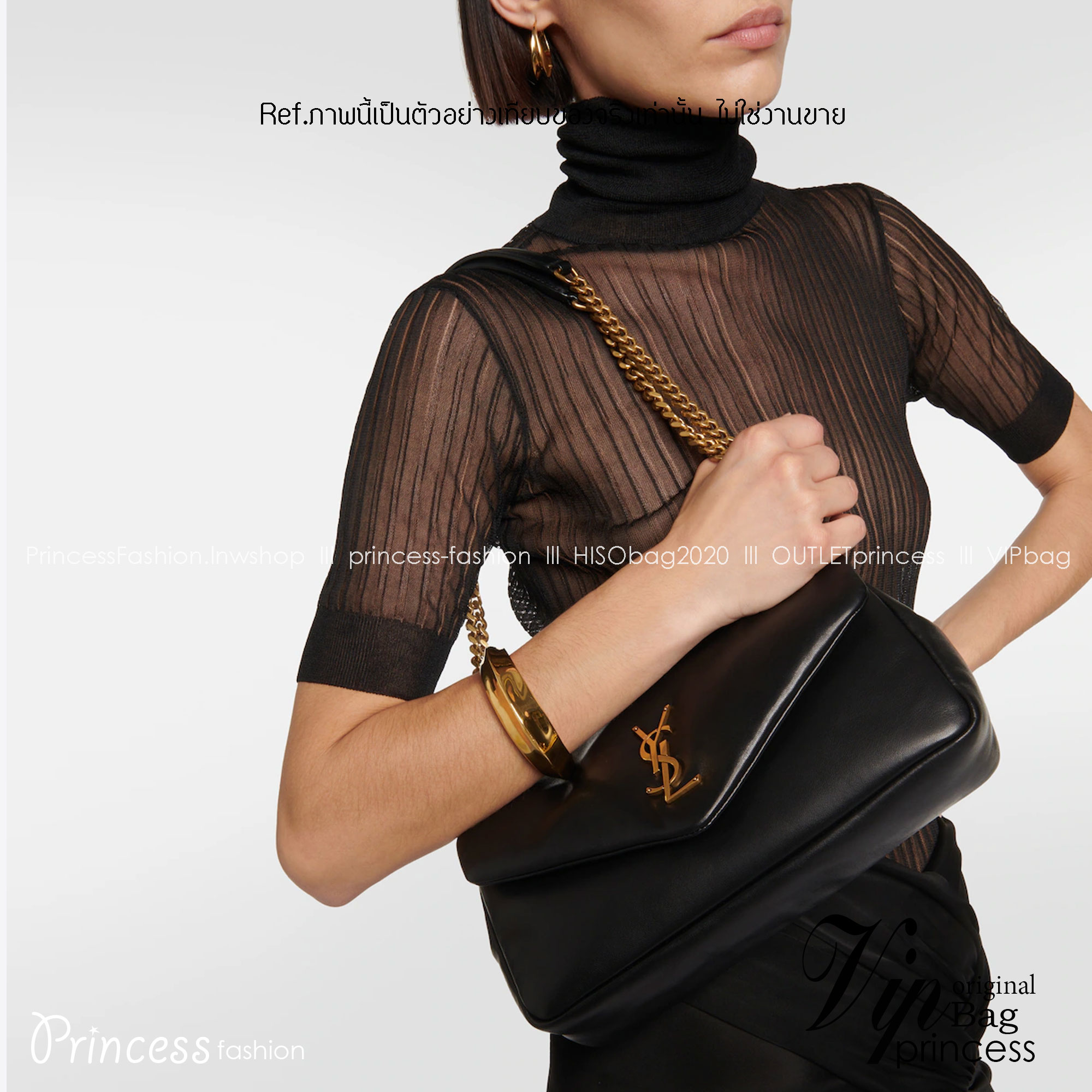 YSL CALYPSO IN PLUNGED / YSL Calypso Padded Leather Shoulder Bag กระเป๋าสะพาย คอลใหม่ ดีไซน์โลโก้โดดเด่น อะไหล่ทอง