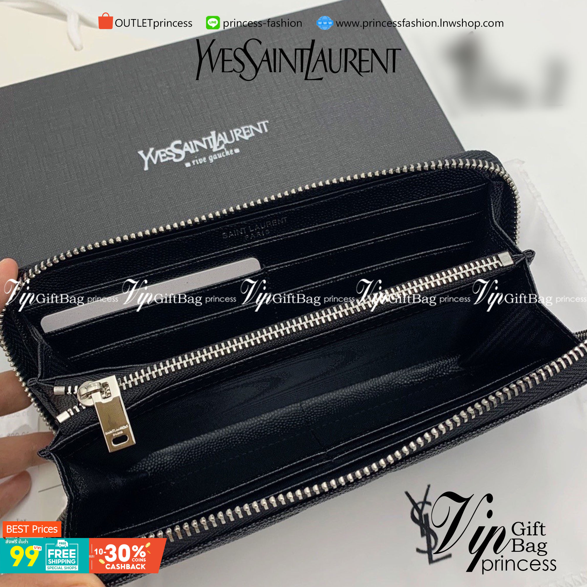 VIP 】YSL SAINT LAURENT LONG WALLET กระเป๋าสตางค์ใบยาวซิปรอบ งานเย็บเดินด้ายสวยมากกก อะไหล่ ดำ เงิน ทอง พร้อมส่งครบเลยค่ะ สวยหรูดูแพง ราคาดีงามมากกค่าา ไอเท็มนี้ Must Have! พร้อมส่งที่ไทยราคาสุดคุ้ม