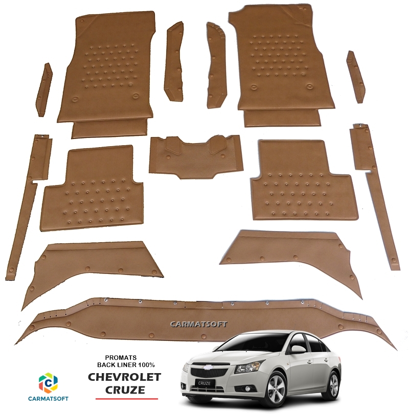 พรมปูพื้นรถยนต์ CHEVROLET CRUZE พรมลายหนังแท้ รีดขอบ สีชามัวร์ เต็มคัน