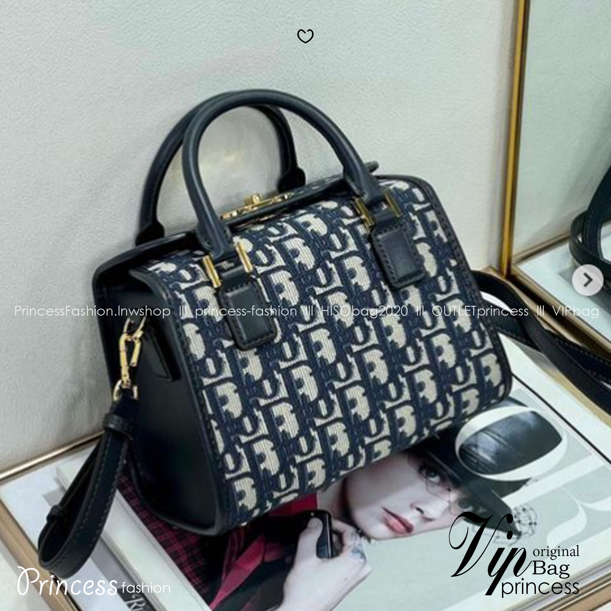 DIOR SMALL BOSTON BAG Blue Oblique Embroidery กระเป๋าสะพายทรงกล่องบอสตัน New for Winter 2023 คอลผู้ดี สวยหรู ตอบโจทย์และแมทช์ได้กับทุกลุคทุกสไตล์