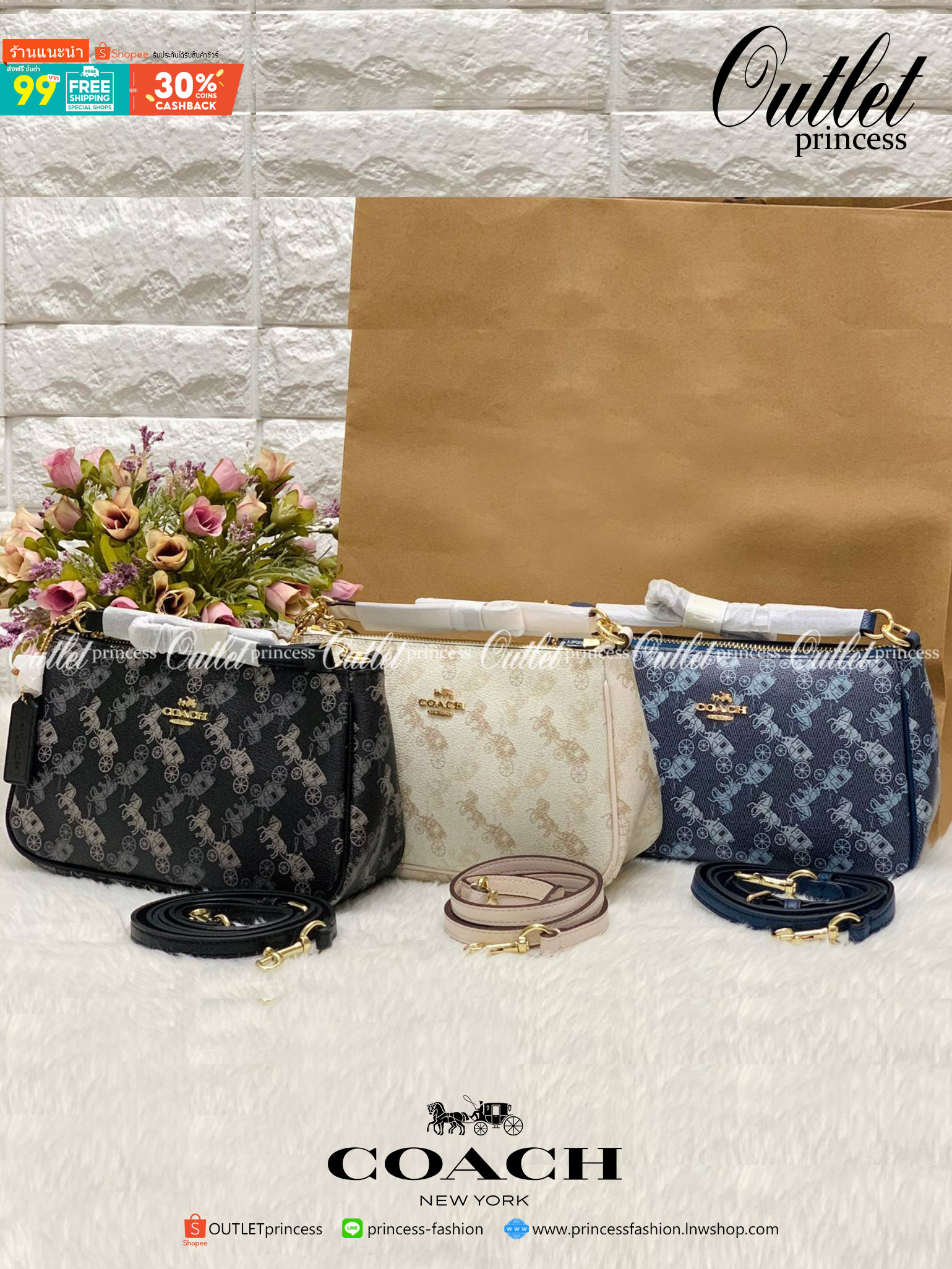 COACH POUCH HORSE AND CARRIAGE PRINT ((36674)) รุ่นแนะนำ ได้ไปไม่ผิดหวังแน่นอนค่ะ! กระเป๋าหิ้ว//สะพายไหล่//สะพายข้างได้ วัสดุ pvc นิ่มอย่างดี ลายรถม้าทั้งใบ สวยงามค่ะ เปิดปิดกระเป๋าแบบซิป ภายในสามารถใส่กระเป๋าเงินใบยาวได้;ของจำเป็นได้ครบค่ะ มีช่องเล็กให้ใ