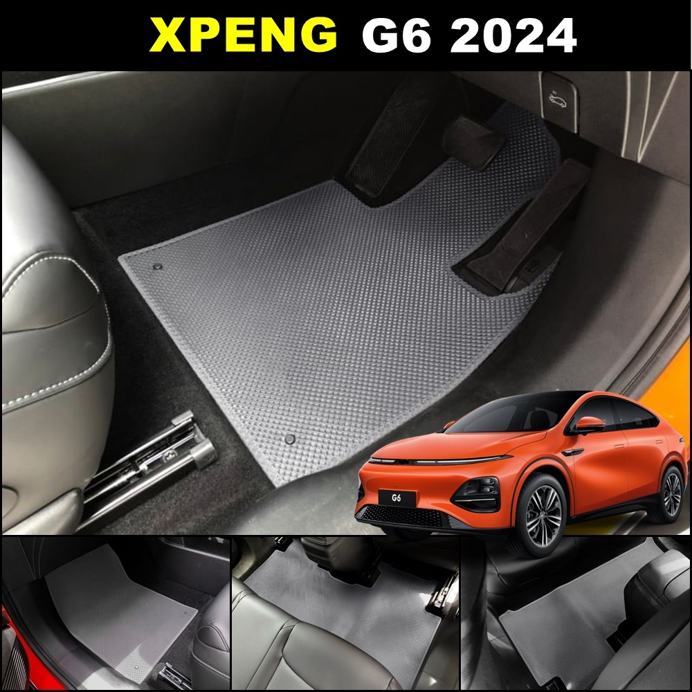 ยางปูพื้นรถยนต์ XPENG G6 2024 พรมลายวาฟเฟิล เอ็กซ์เผิง จีซิกส์ เข้ารูป 3ชิ้น