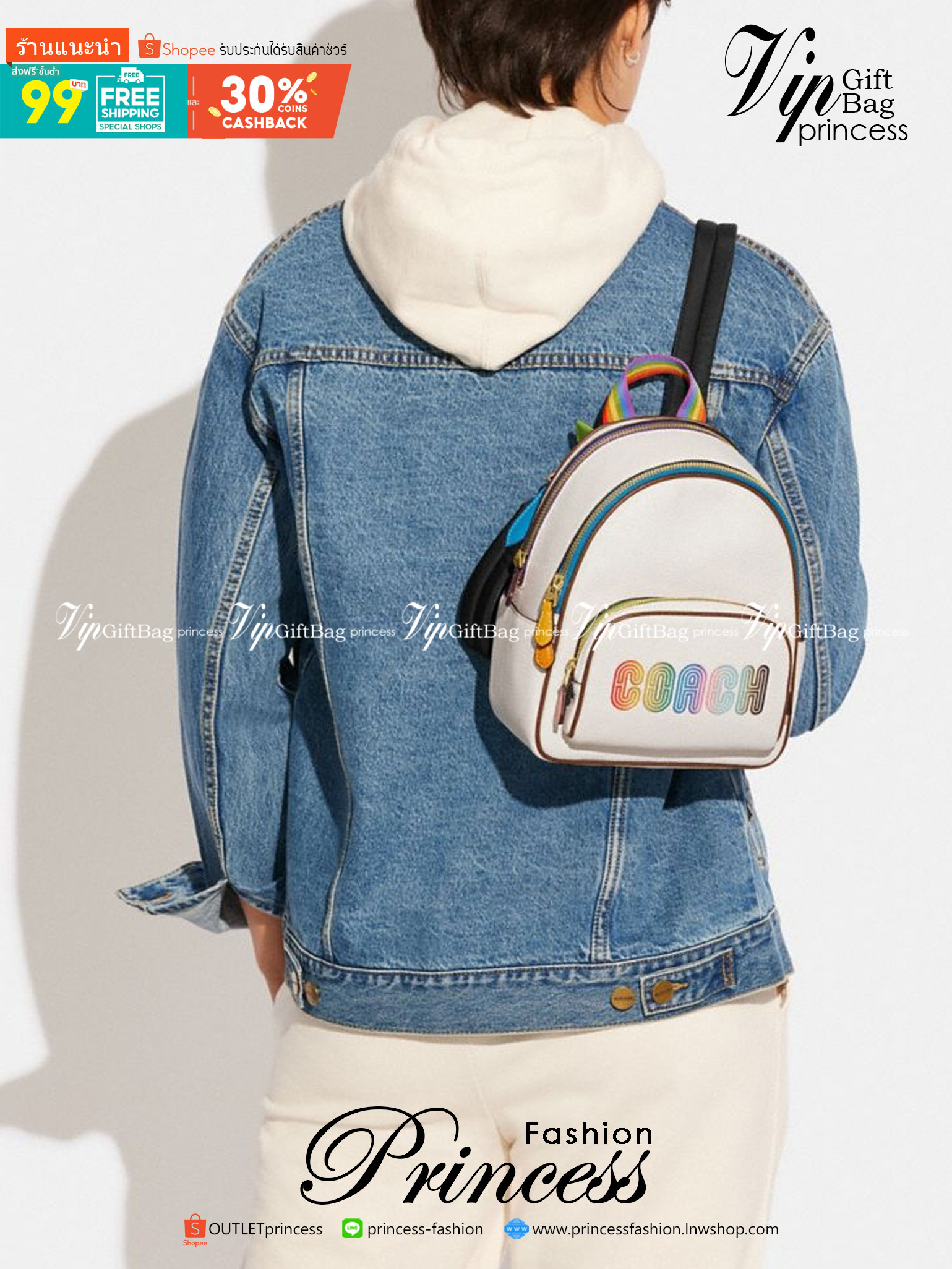 COACH MINI COURT BACKPACK WITH RAINBOW COACH ((CA624)) 🌈ต่อกันเลย สวยกันก่อน วางน้องไม่ลงเลยจริงๆค่าา😍 พร้อมส่ง! ยังไม่เข้าไทย กับกระเป๋าสะพายหลังแบบมีหูหิ้วในตัว บอกก่อนเลยว่าหนังของน้องทั้งนิ่ม ทั้งสวย อย่างดีเลยค่ะ