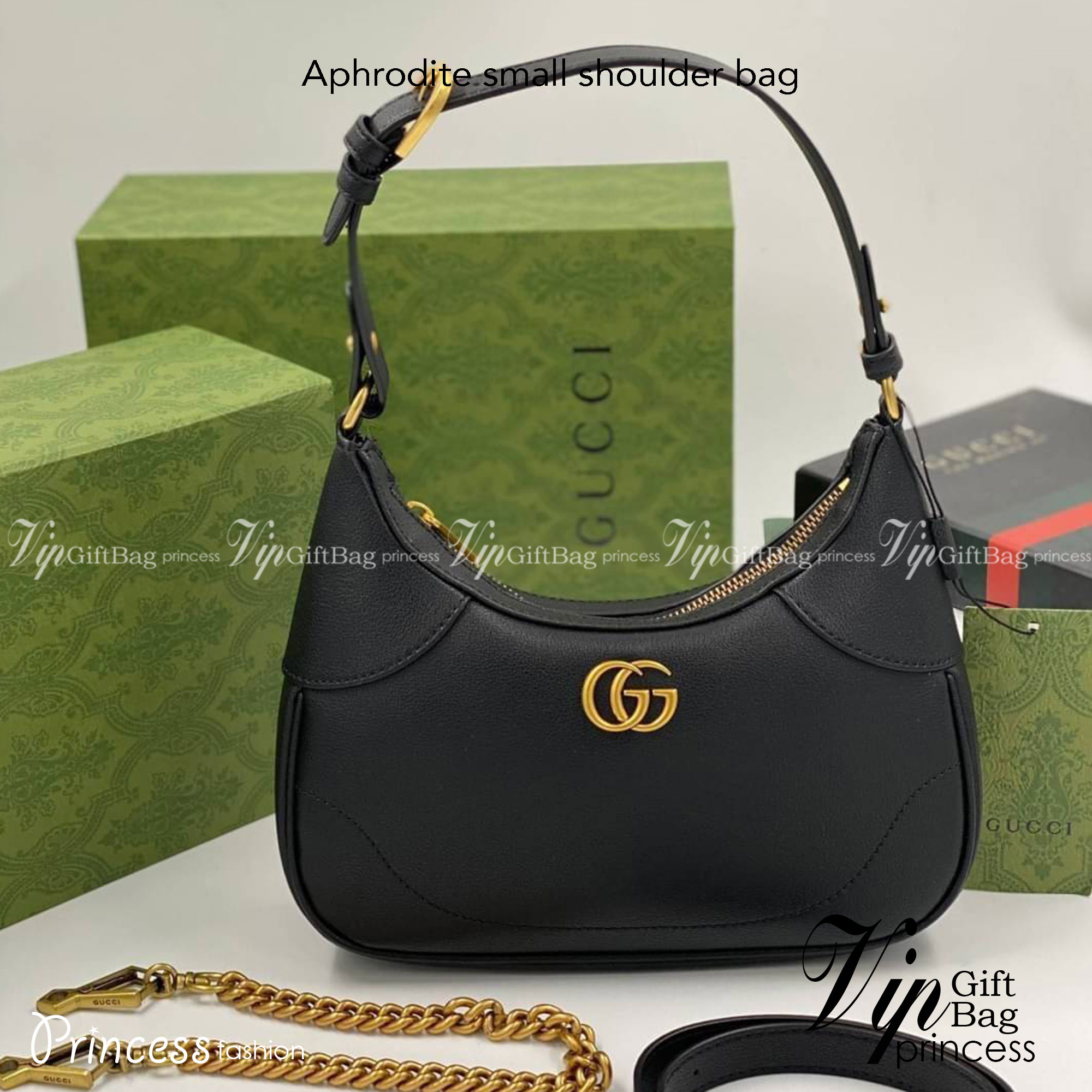 GUCCI Aphrodite small shoulder bag กระเป๋าสะพายทรงคลาสสิค ดีไซน์ย้อนยุคผสานความโมเดิร์นด้วยรูปทรงพอช ที่ใช้งานได้ทุกสไตล์ วัสดุหนังแคนวาส ทนทาน ภายในกระเป๋าเป็นช่องโล่ง
