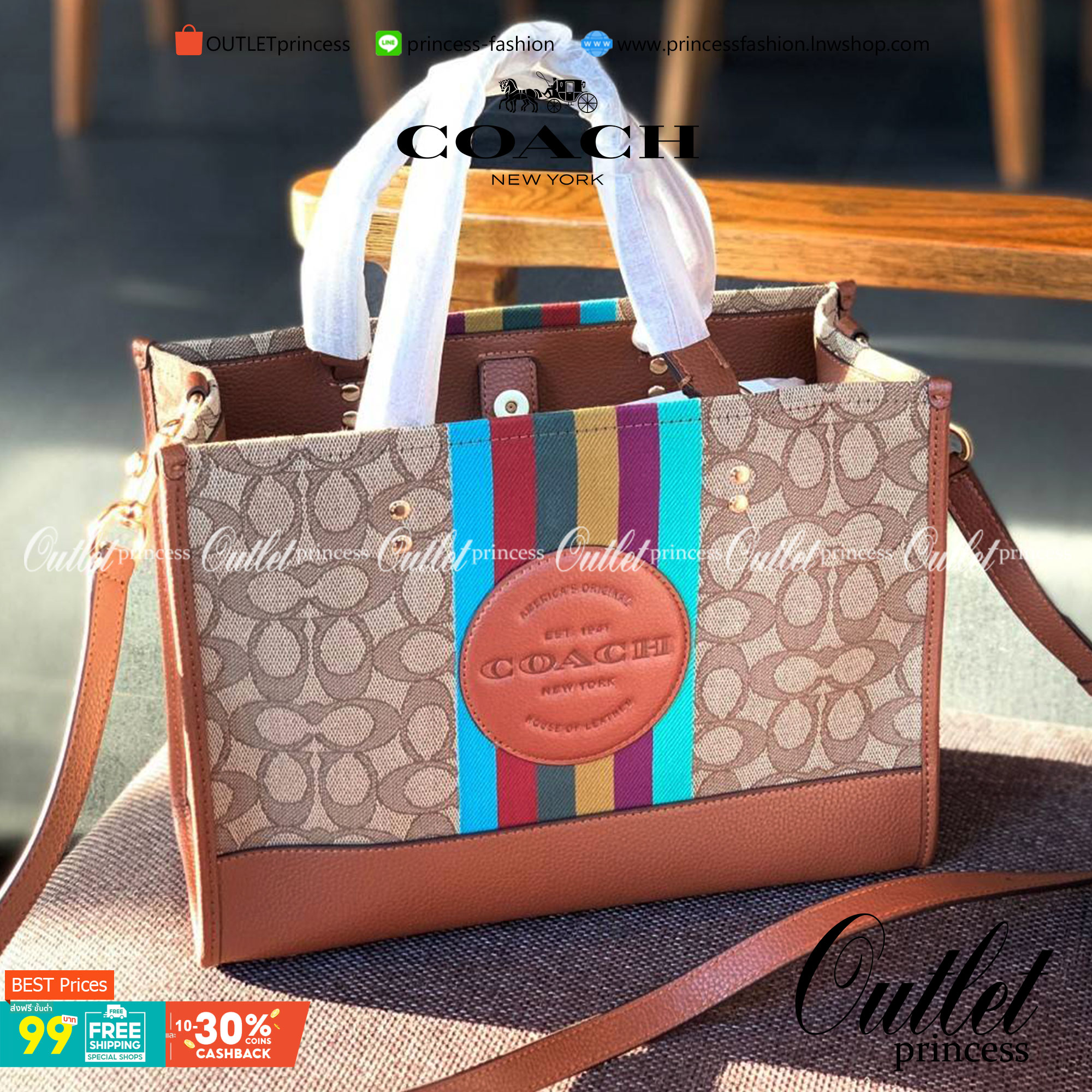 สวยๆอย่างนี้อดใจยังไงไหว!! Coach Dempsey Carryall In Signature Jacquard With Stripe And Coach Patch ((C5794)) ✈️พร้อมส่งความสวย! คุณภาพจัดเต็มเลยค่ะ กระเป๋าทรงTote วัสดุ Jackquard+หนังแท้ ได้ลงตัวสวยงาม 🔺สีคอลเลคชั่นใหม่ล่าสุด! ด้านหน้ามีโล