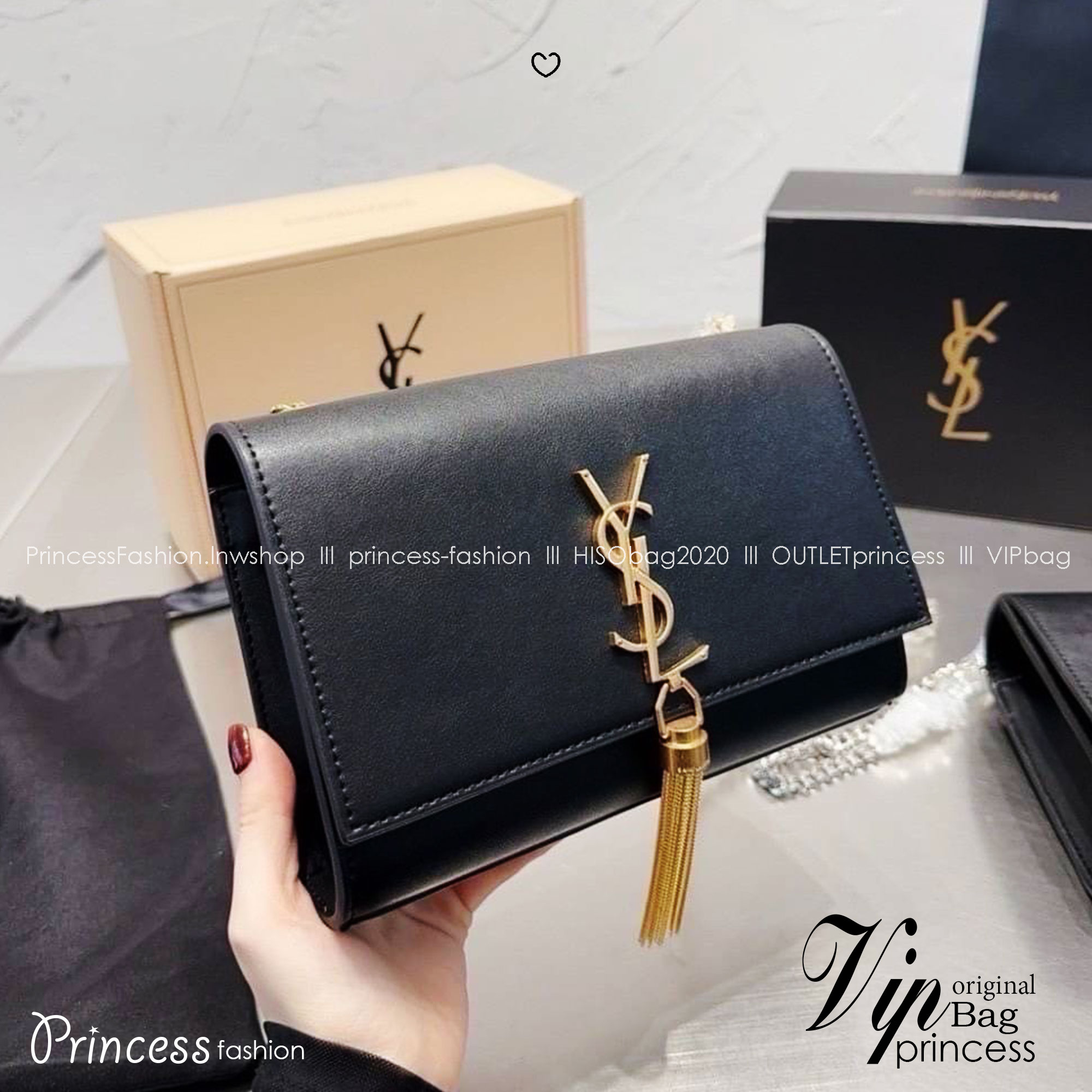 YSL KATE SMALL TASSEL BAG กระเป๋าสะพายทรง woc ที่สุดของความฮอต เป็นเอกลักษณ์ความหรูของแบรนด์เลยก็ว่าได้ ดีไซน์เรียบแต่หรูของจริง เพิ่มดีเทลพู่ห้อยสวยโดดเด่น -- [รับตัวแทนกระเป๋า]