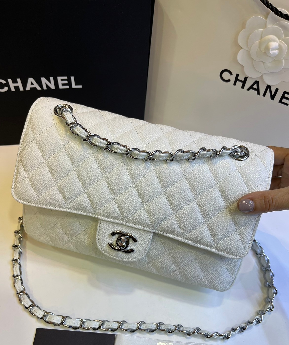 พร้อมส่งโทนพาสเทล CHANEL Classic in Pastel 25cm กระเป๋าสะพายรุ่นยอดนิยมเรียบหรู เกรดออริ 1:1 ใช้งานต่างประเทศได้ ภาพถ่ายจากงานขายจริง
